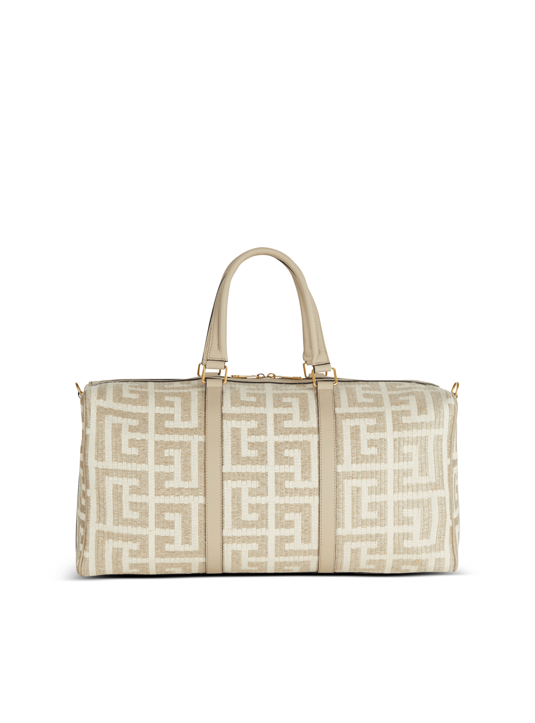 Monogrammed raffia travel bag