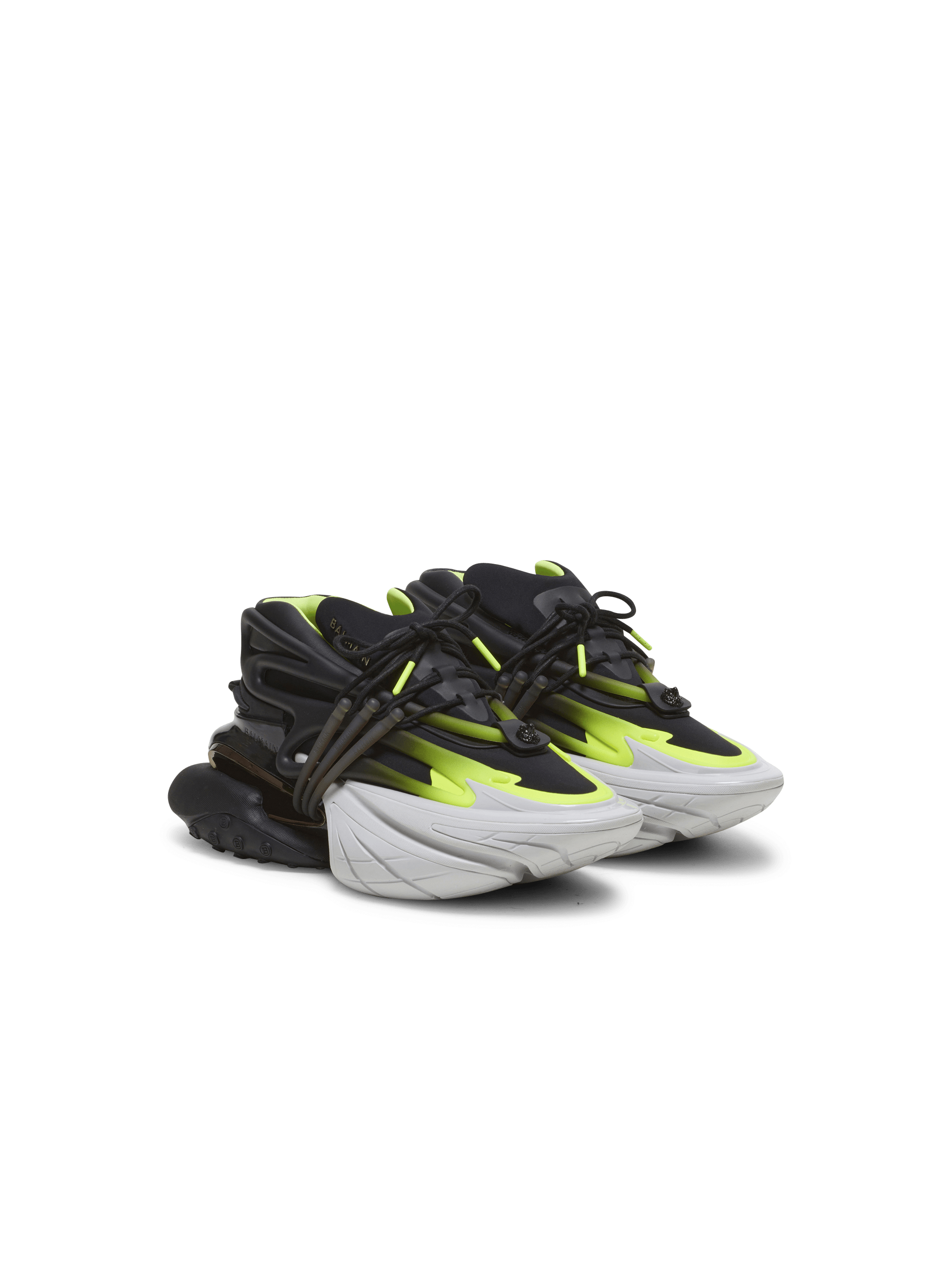 Balmain Black amp; Green Fluorescent Unicorn Sneakers