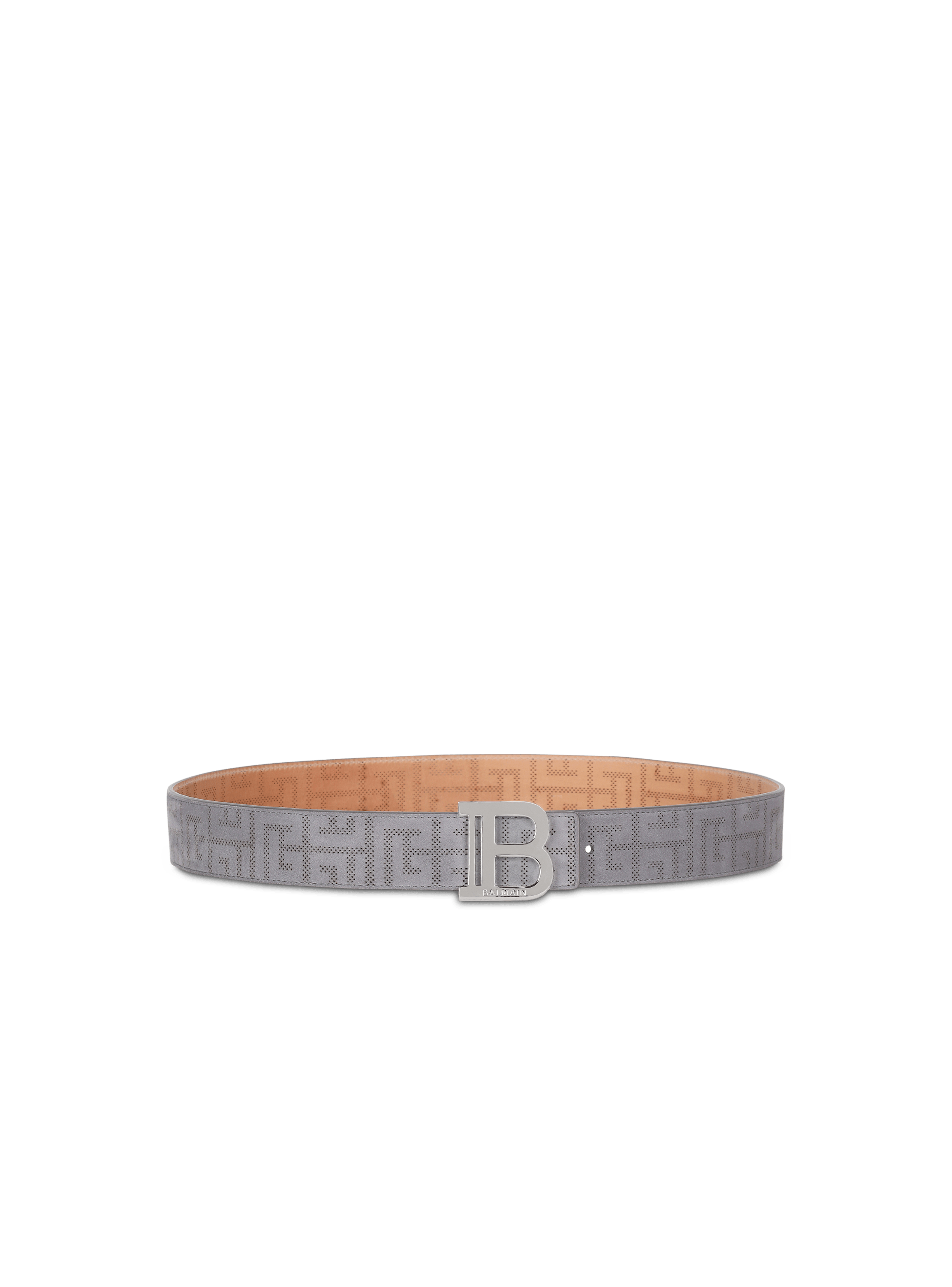 Cinturón B-Belt de piel perforada con monograma
