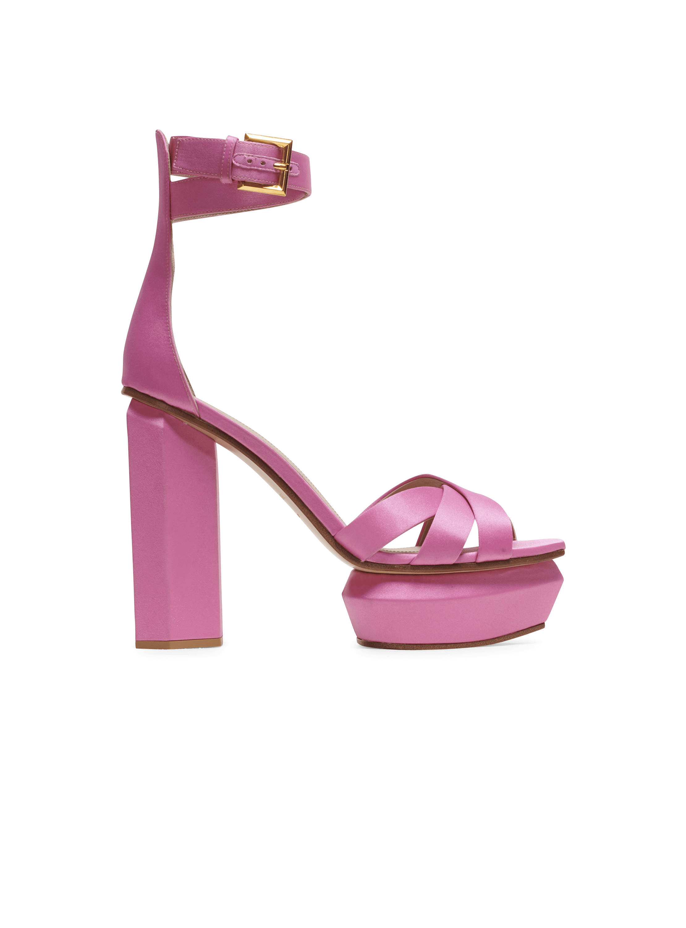 Ava satin platform sandals, pink, hi-res