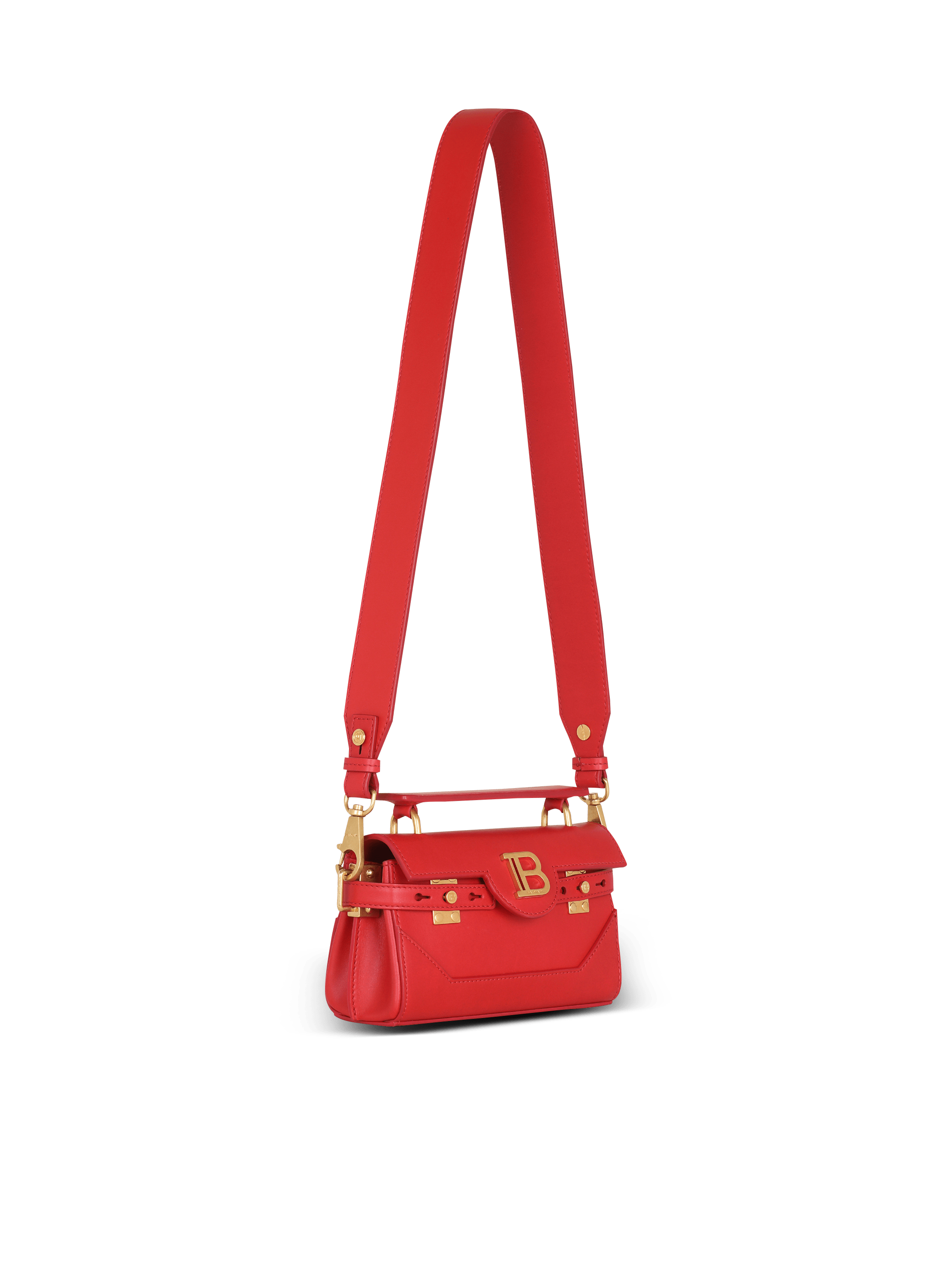 Smooth leather B-Buzz 19 bag red - Women | BALMAIN