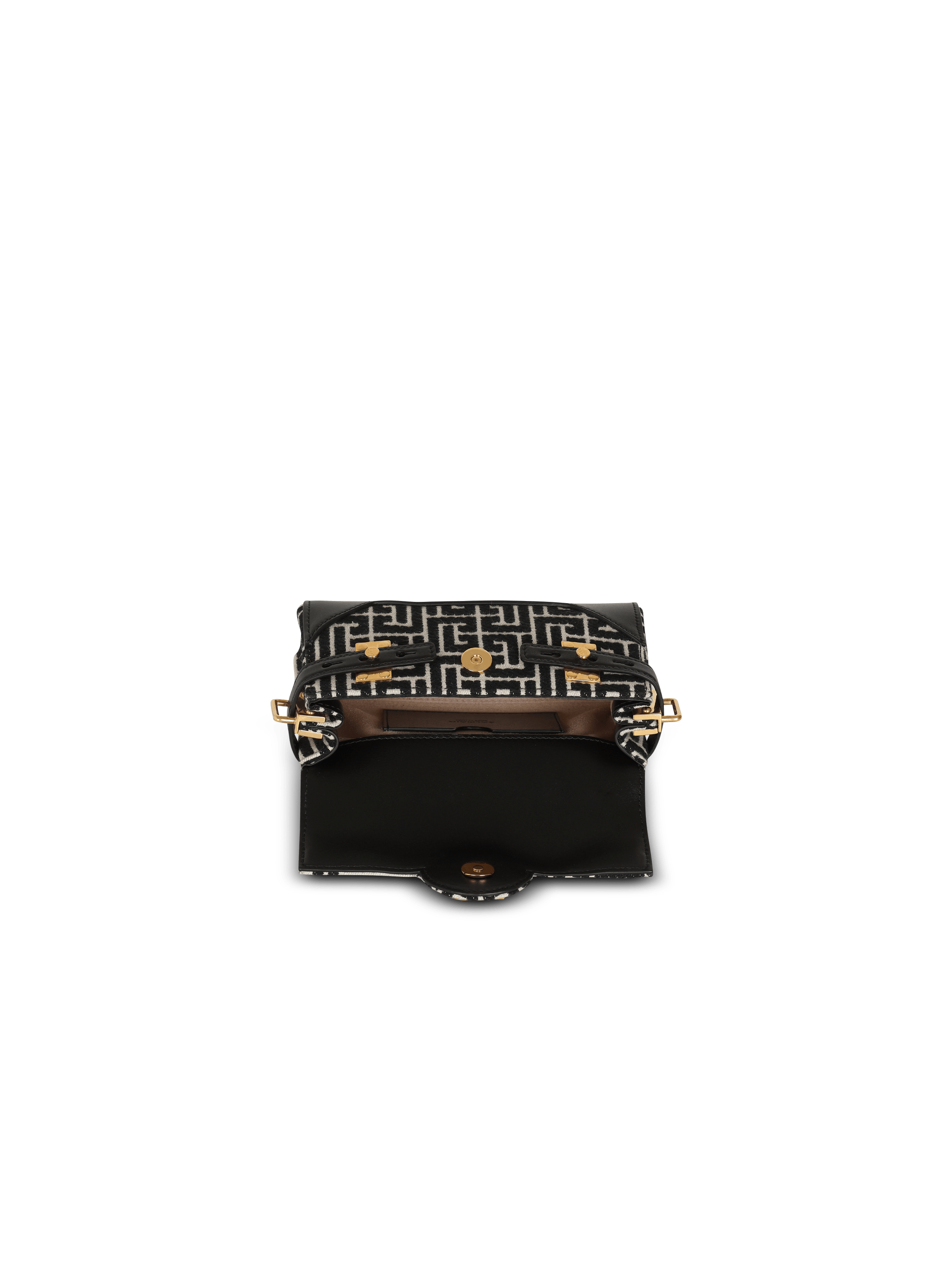 B Buzz 19 leather bag with jacquard monogram black Women BALMAIN