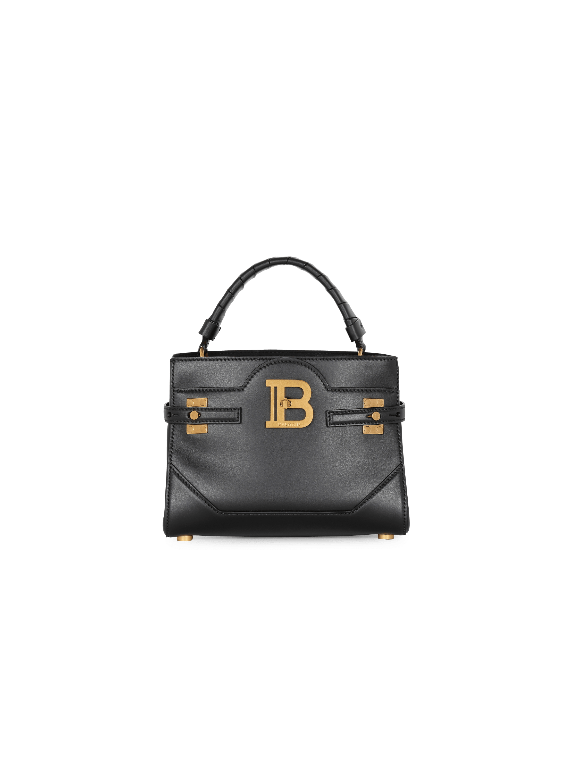B Buzz 24 Leather Shoulder Bag in Black - Balmain