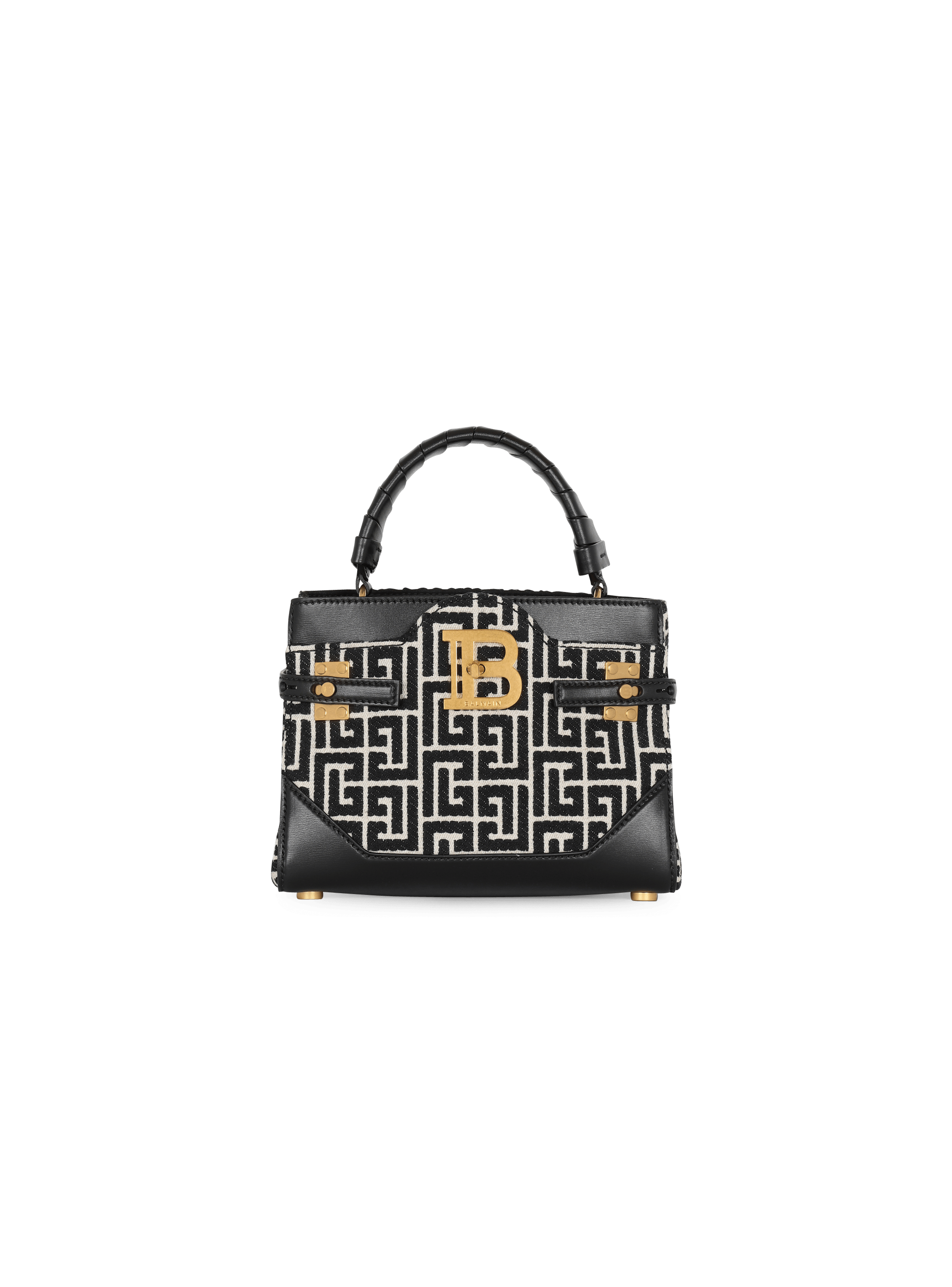 Borsa B-Buzz 22 Top Handle in pelle e jacquard con monogramma