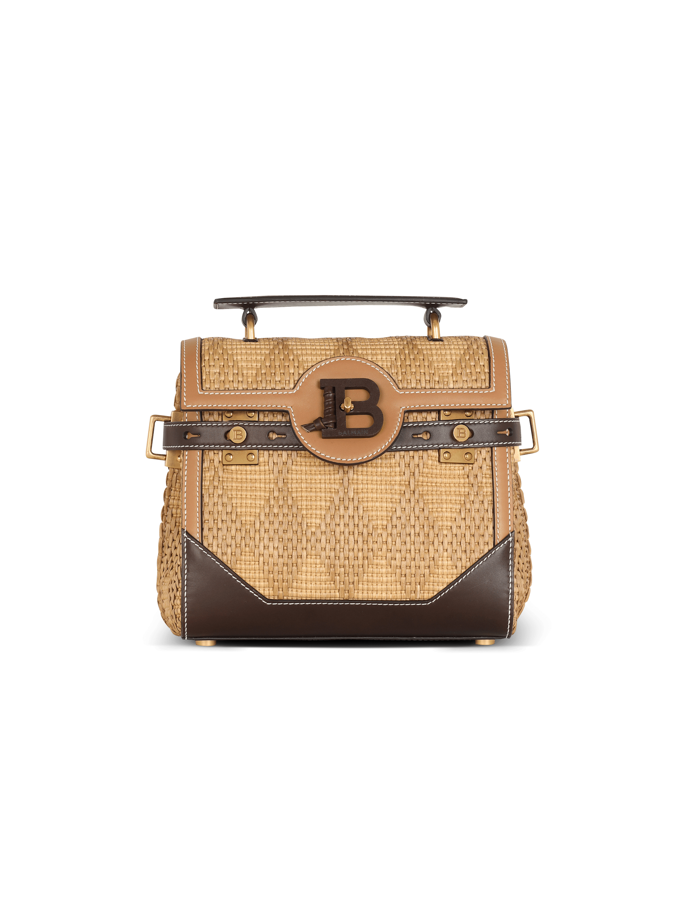 B-Buzz 23 leather and raffia bag