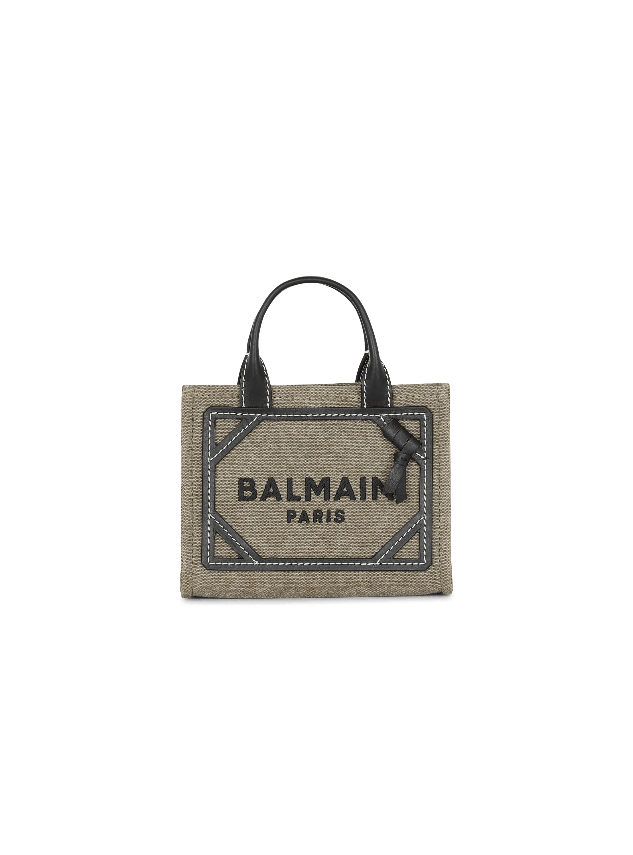 B-Army mini canvas shopping bag with leather inserts