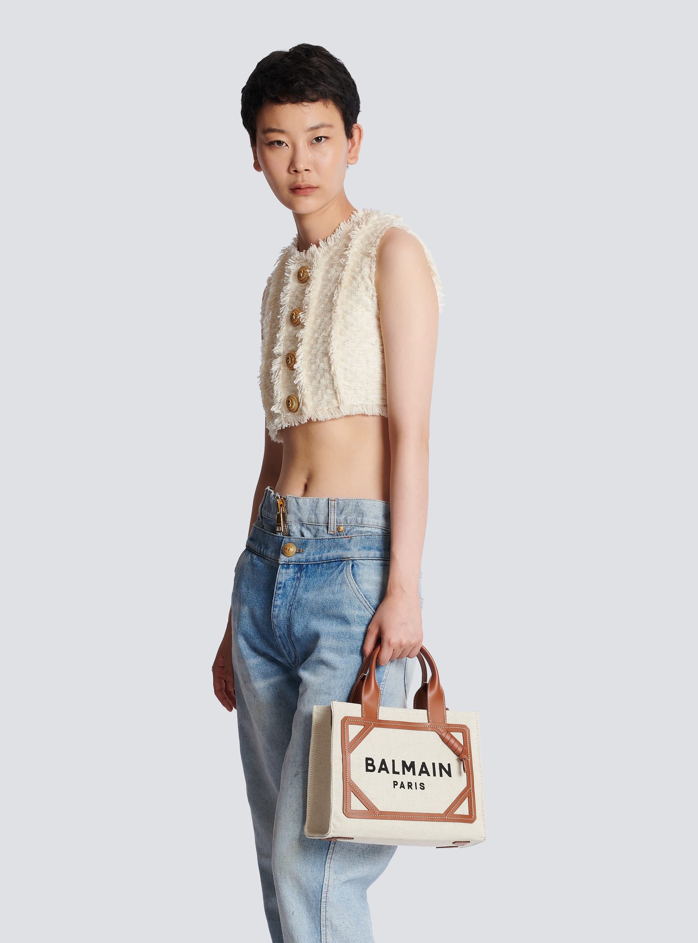 B-Army small canvas shopping bag with leather inserts - Women 