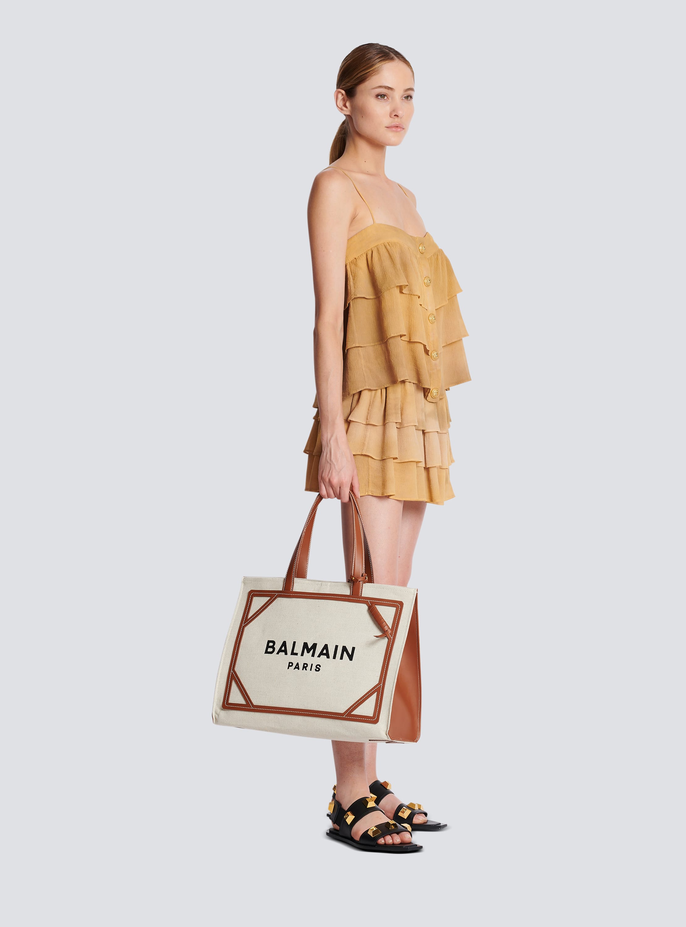 Balmain B-Army Small Canvas Tote Bag