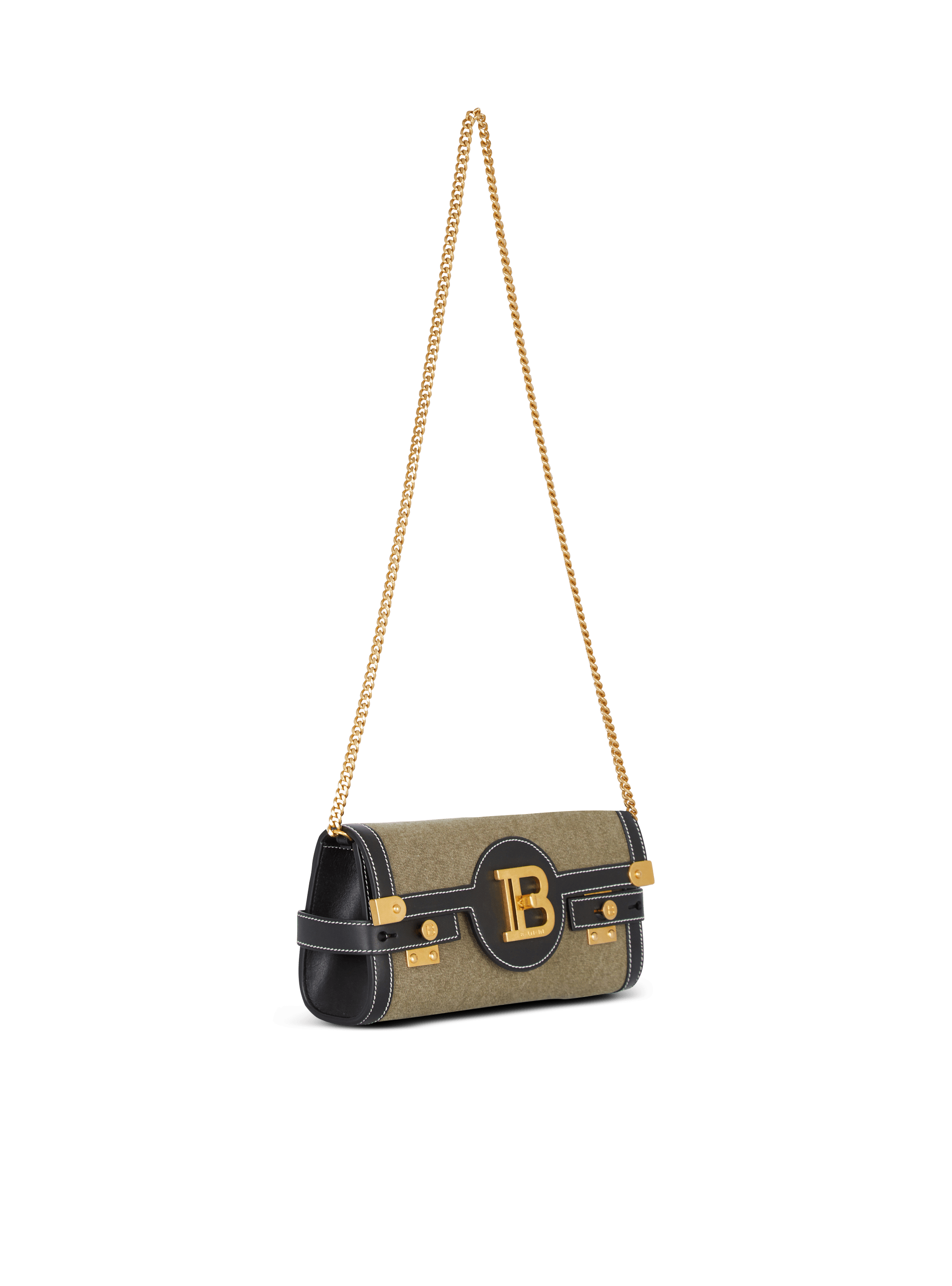 Canvas B Buzz 23 clutch bag with leather panels