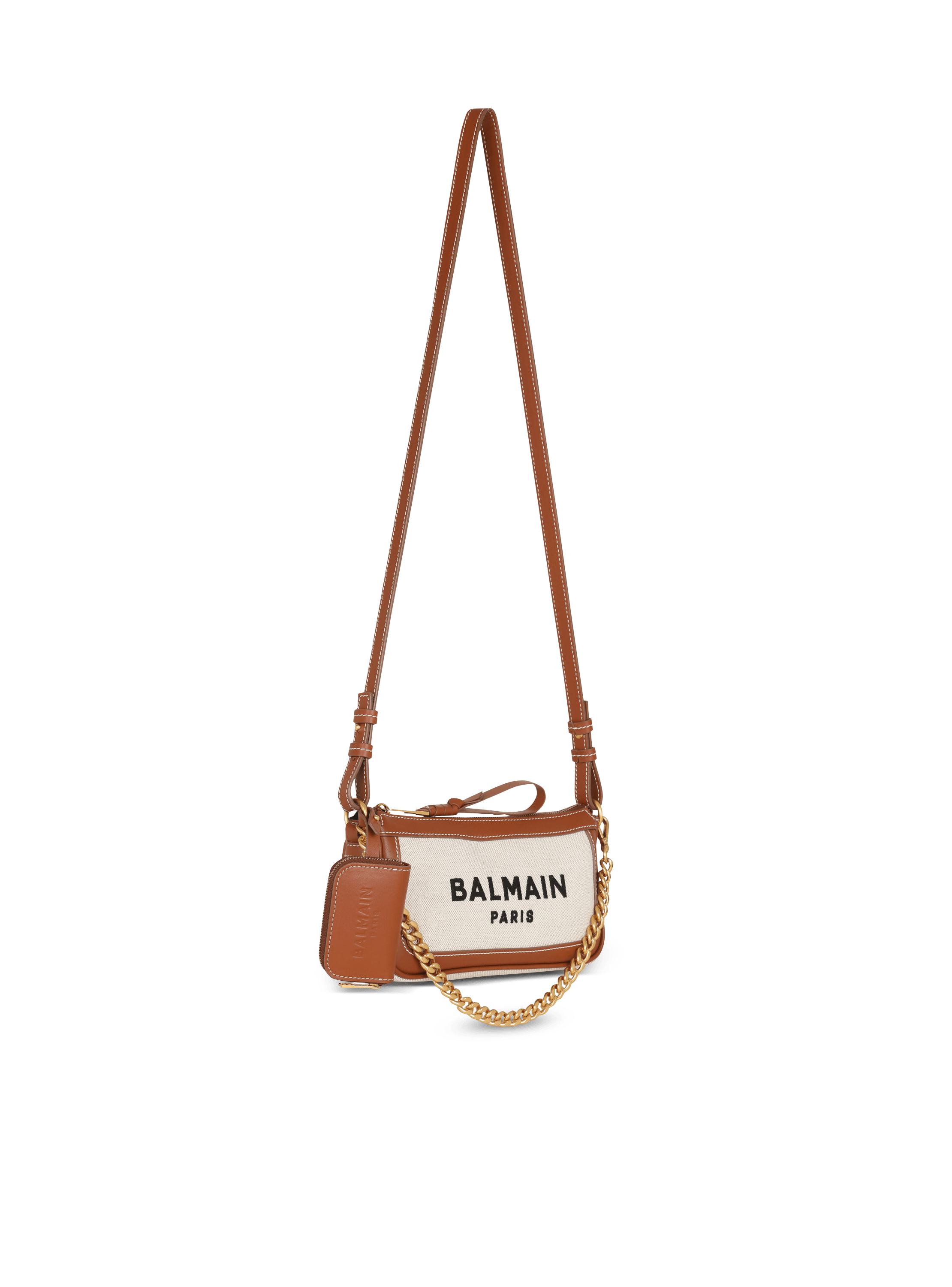 B-Army small canvas shopping bag with leather inserts brown - Women