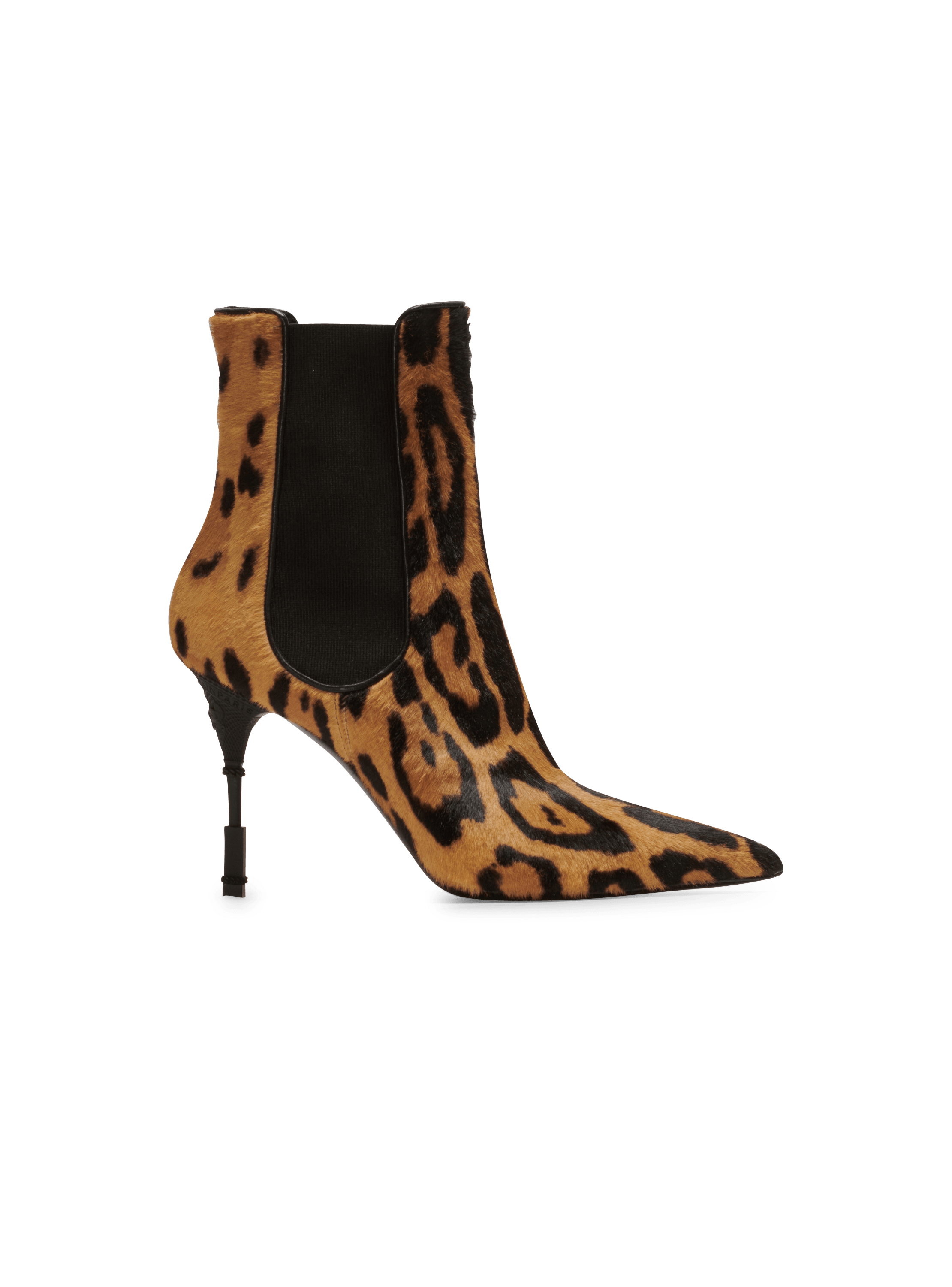 Stiefeletten Moneta aus Leder mit Leoparden-Print, braun, hi-res