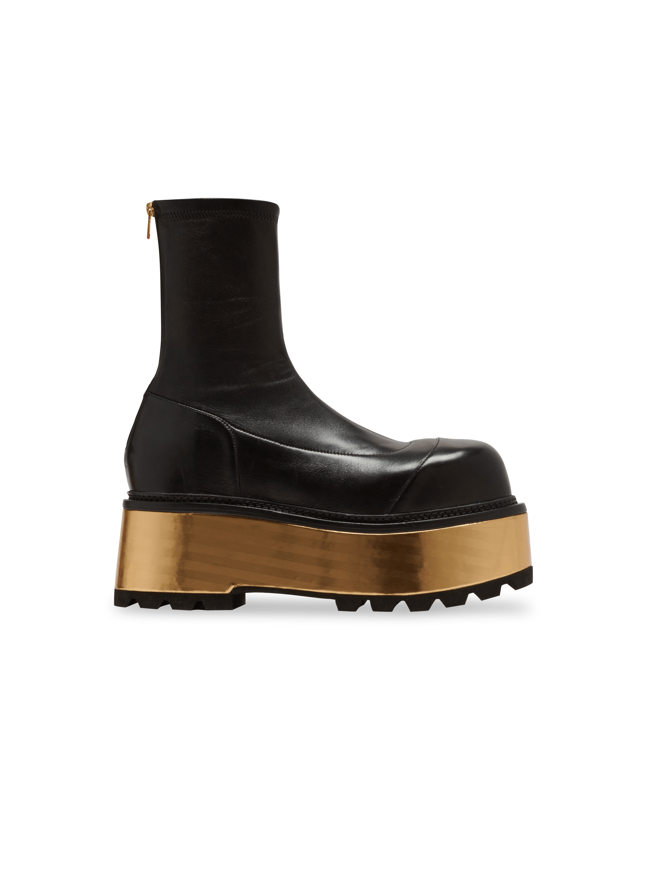 Leather platform boots, black, hi-res