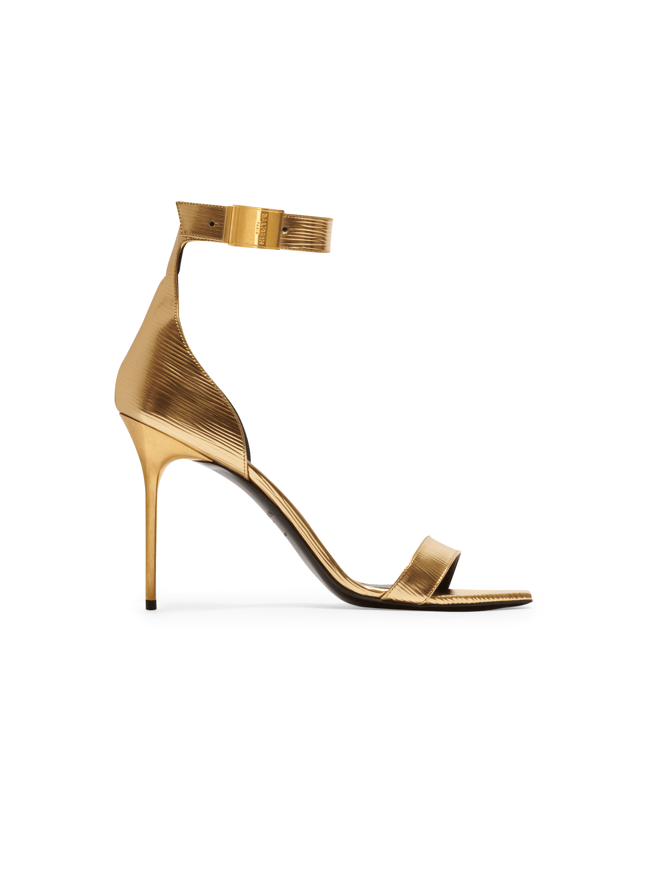Uma laminated leather sandals, gold, hi-res