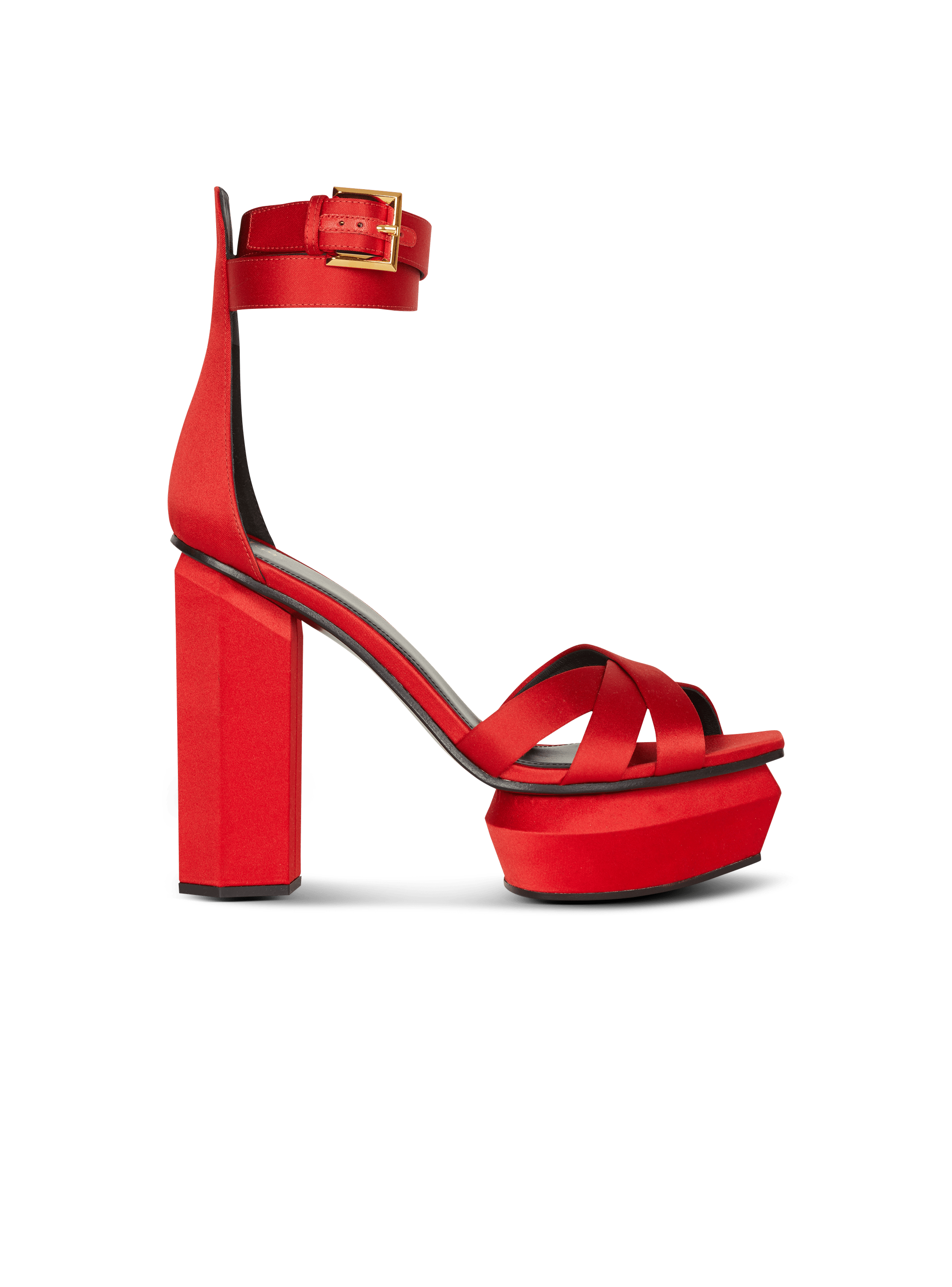 Sandales à plateformes Ava en satin, rouge, hi-res