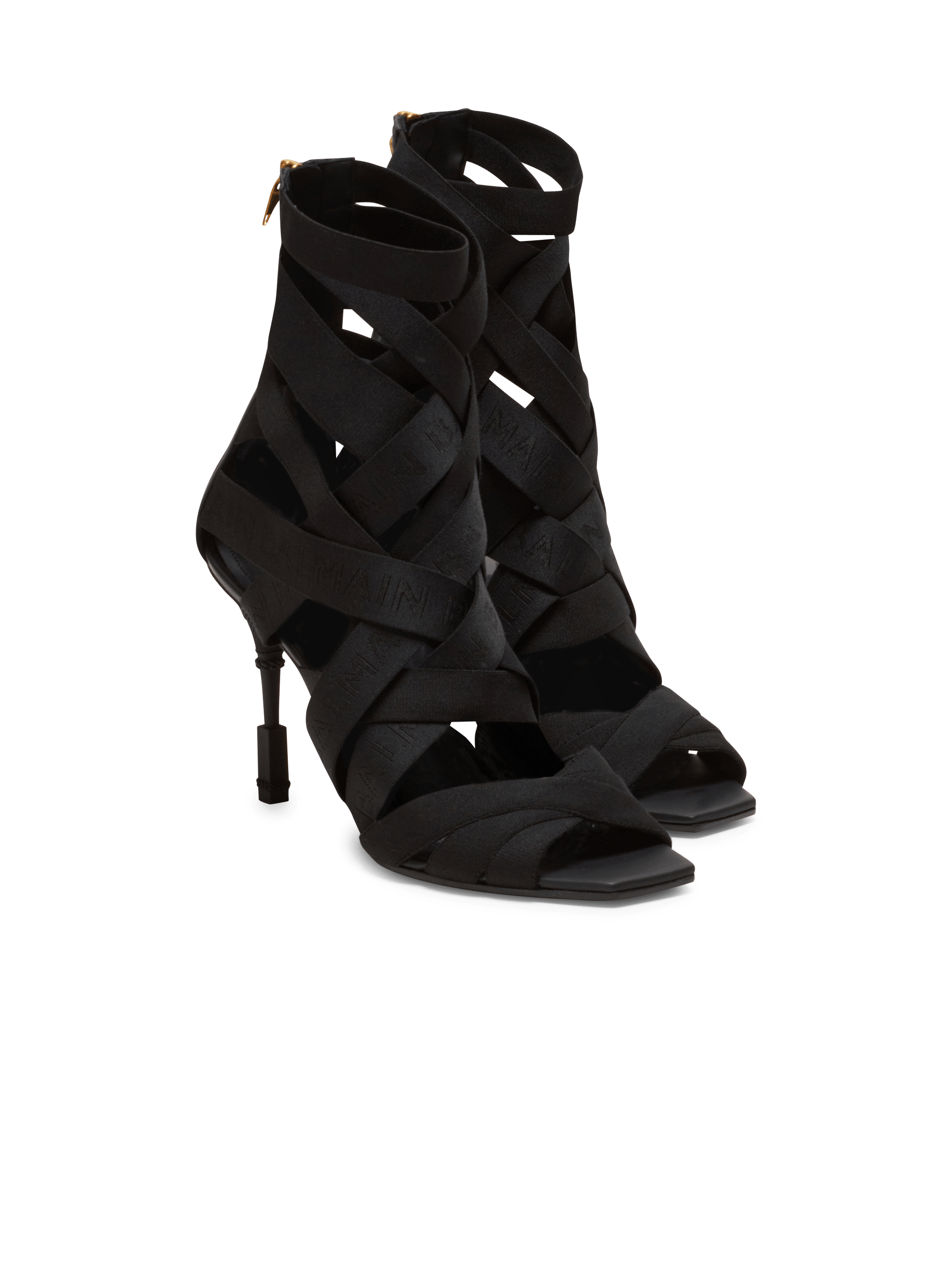 Moneta leather and elastic  sandals with Balmain logo