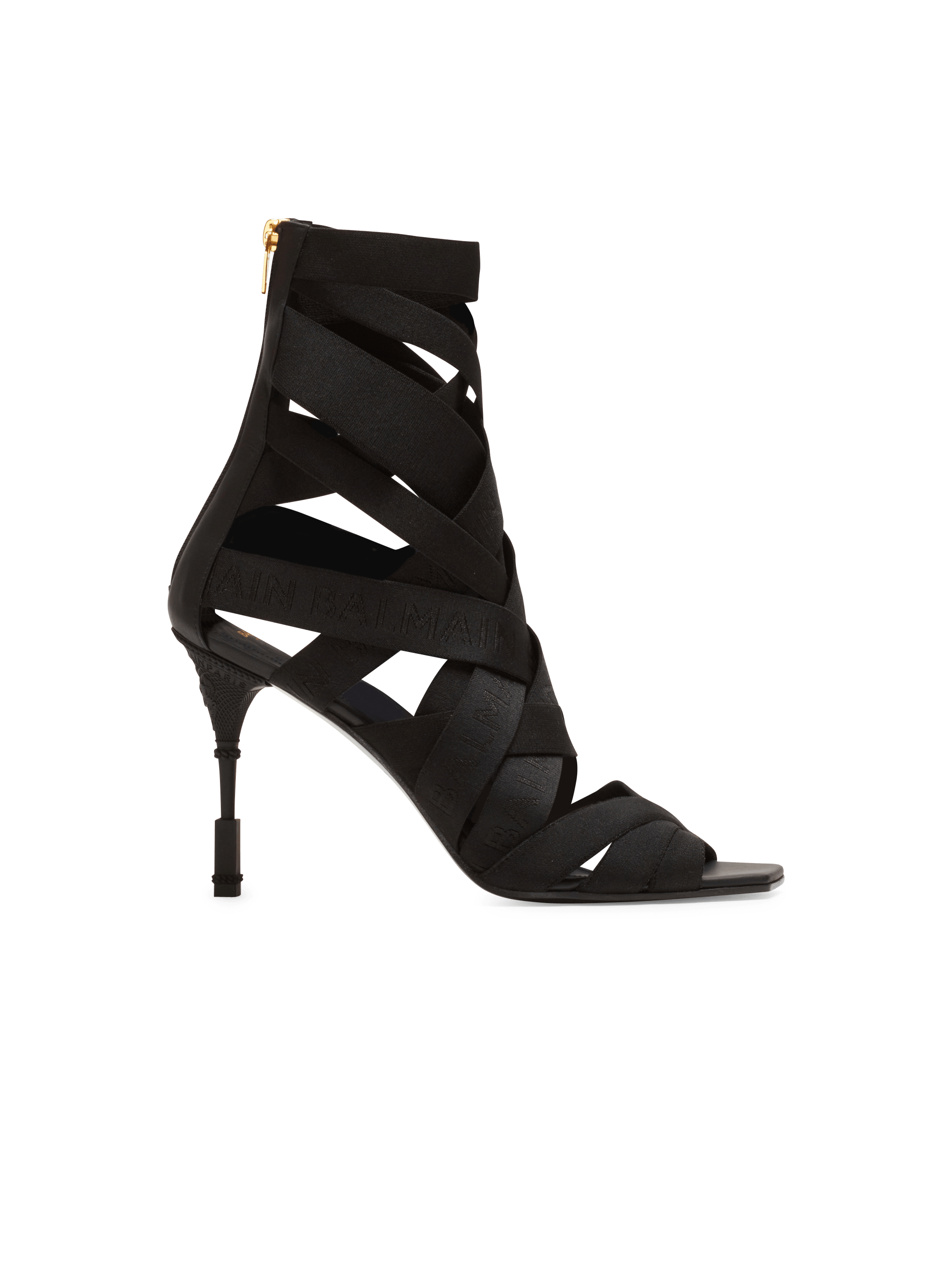 Moneta leather and elastic  sandals with Balmain logo