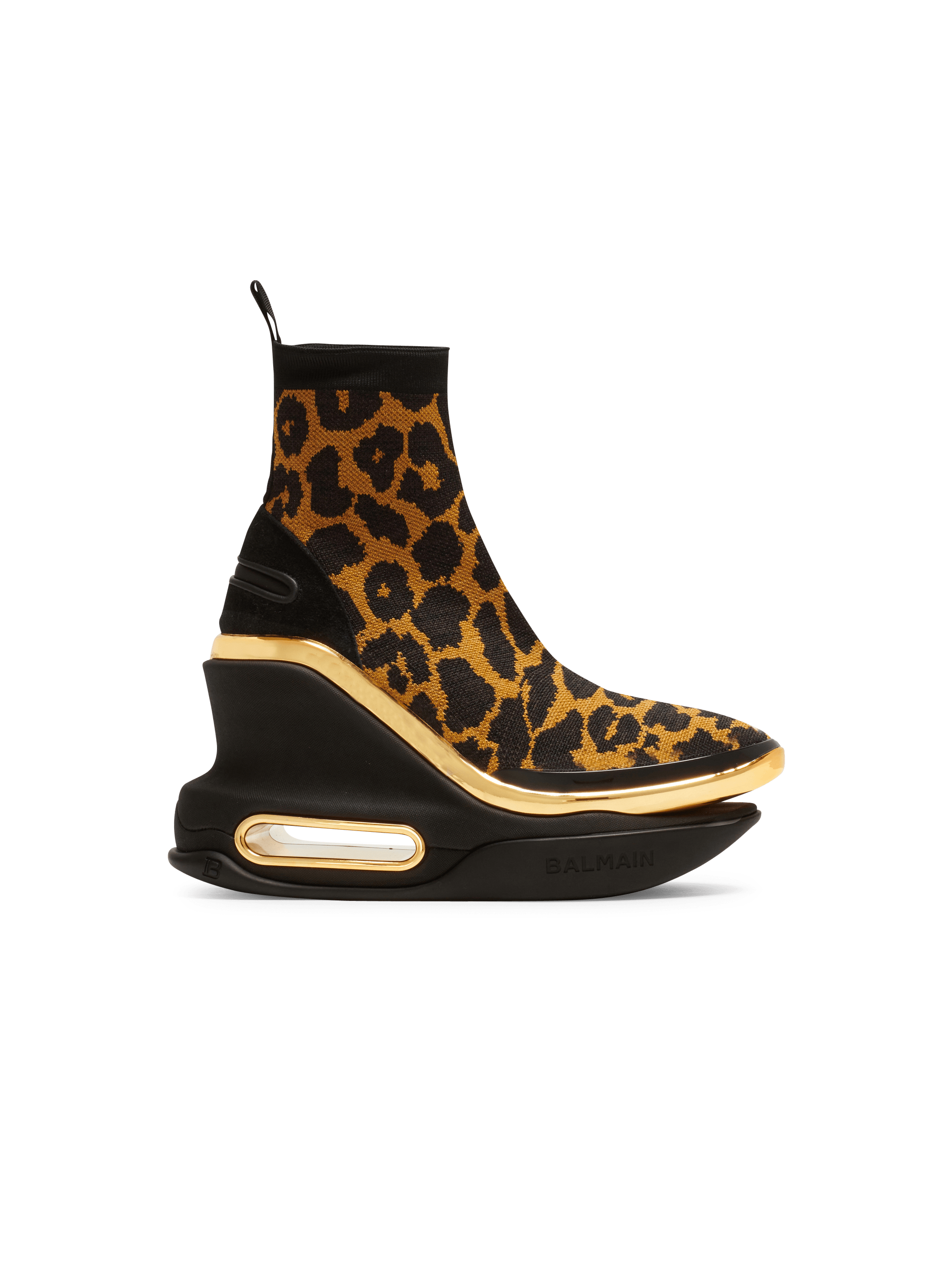 Sneakers mit Keilabsatz B-Bold aus Mesh mit Leoparden-Print, braun, hi-res