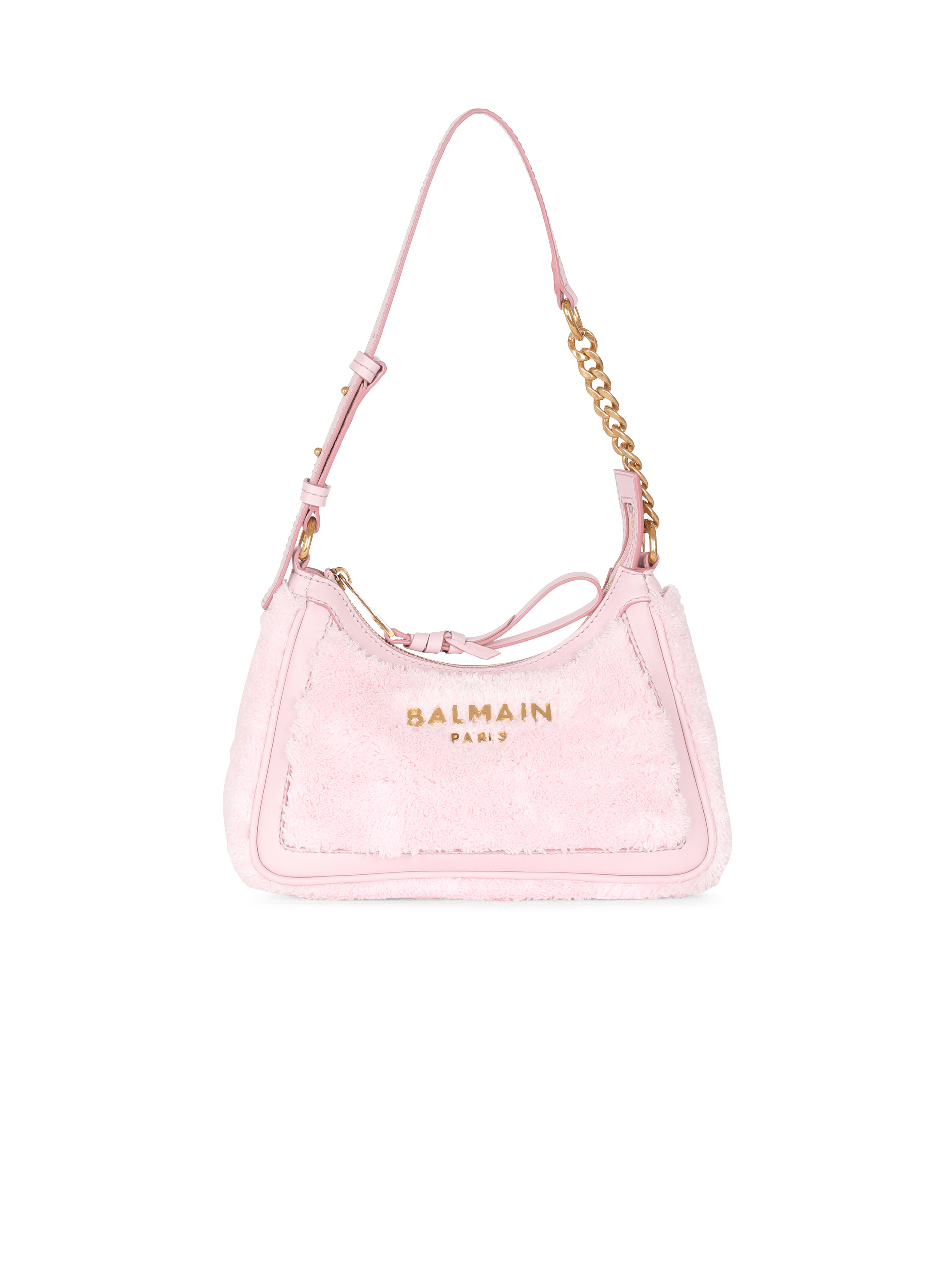 Tasche B-Army aus Frottee mit Lederdetails rosa - Damen