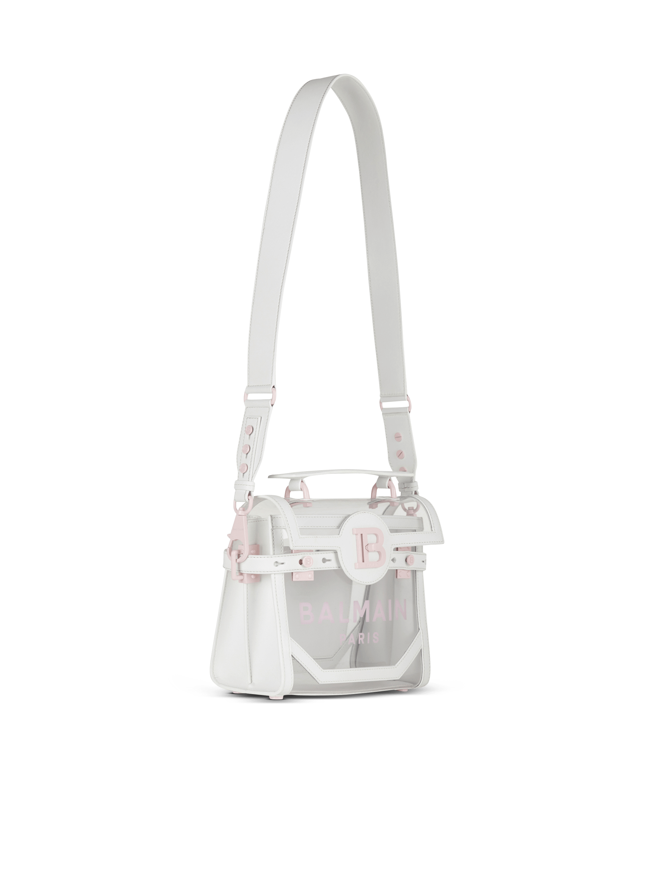 Women's B-Buzz 23 bag in transparent recycled PVC, BALMAIN