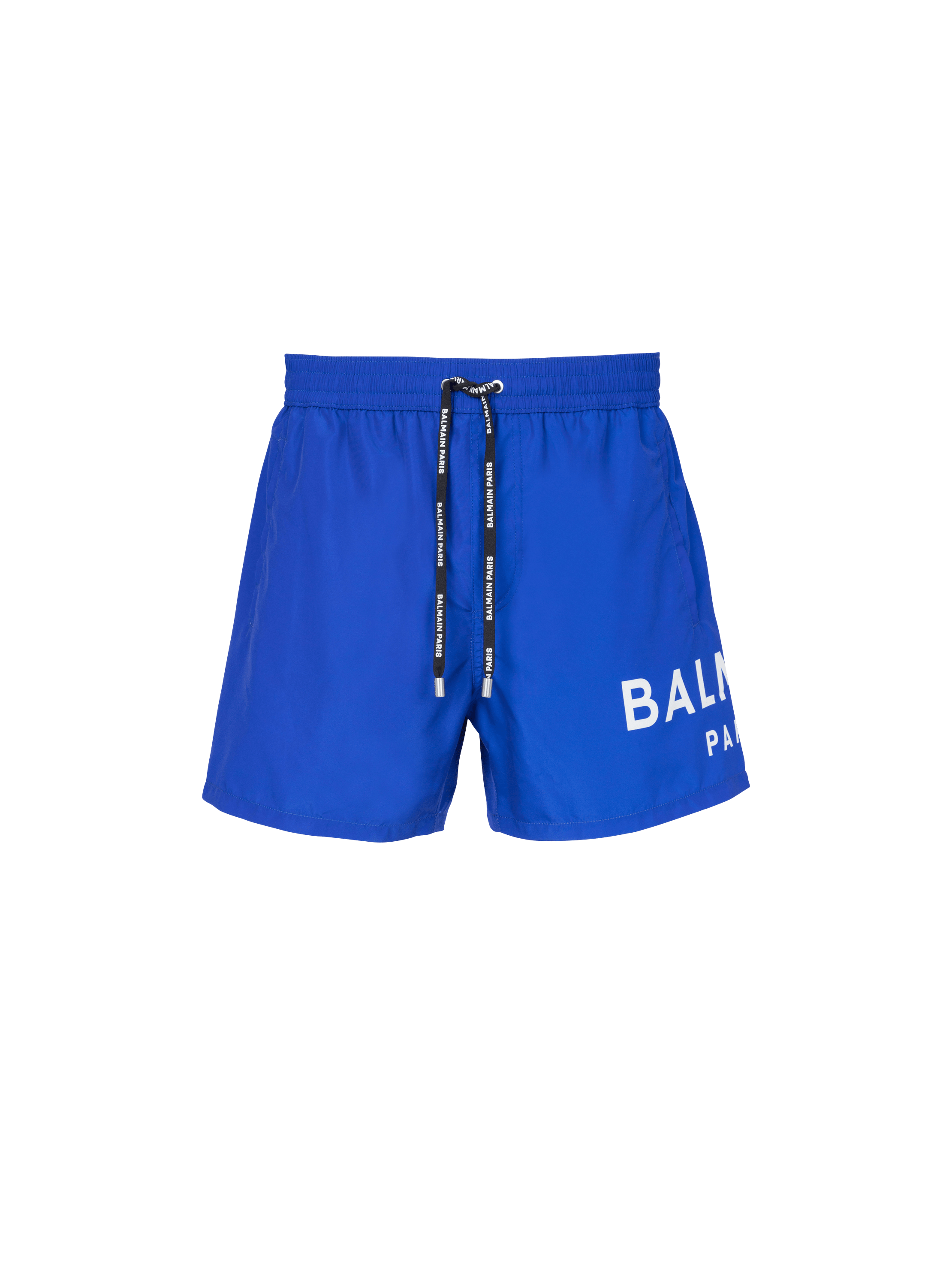 Blue & White Drawstring Swim Briefs by Balmain on Sale