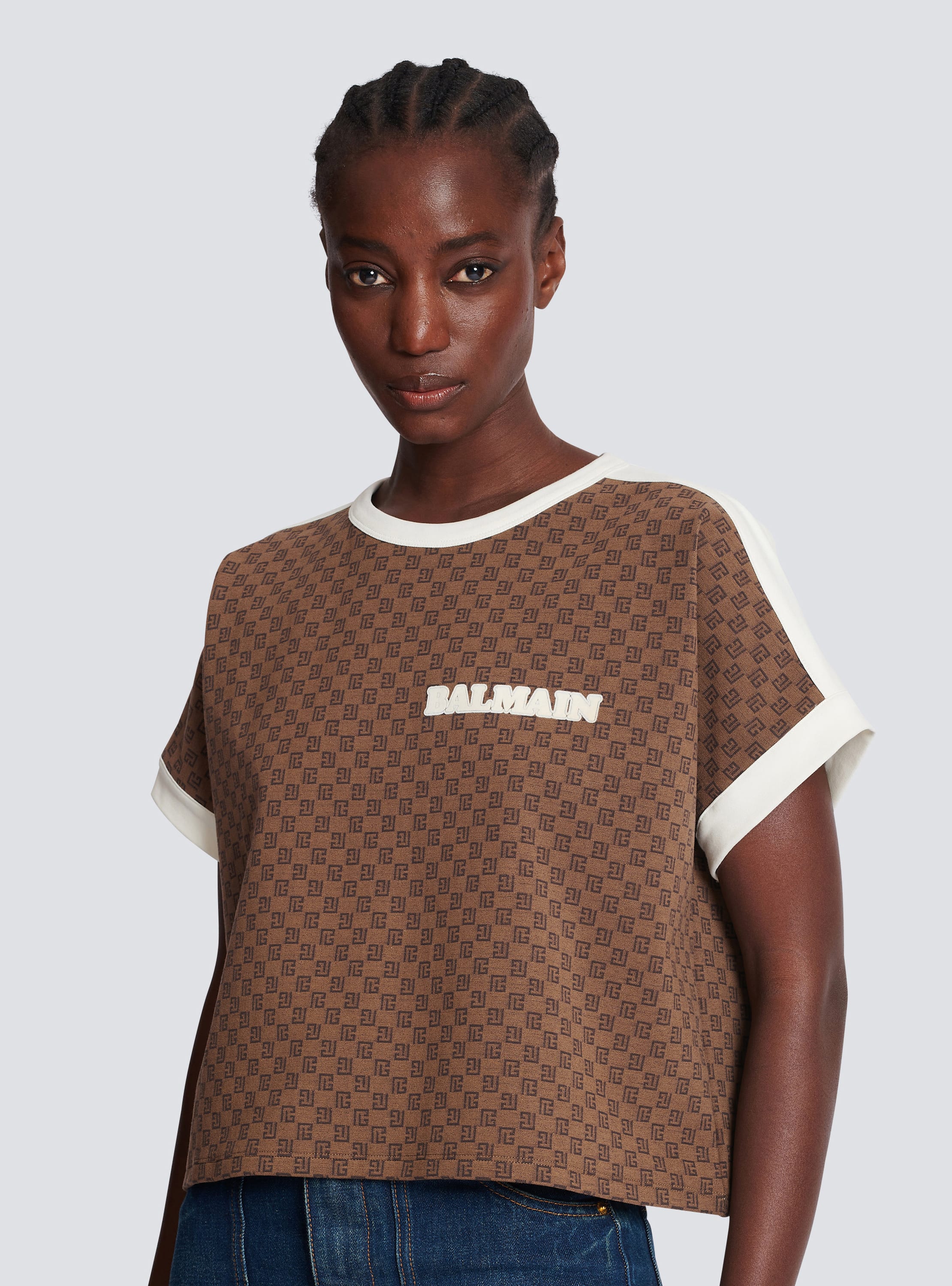 Balmain Denim Shirt with Jacquard Monogram