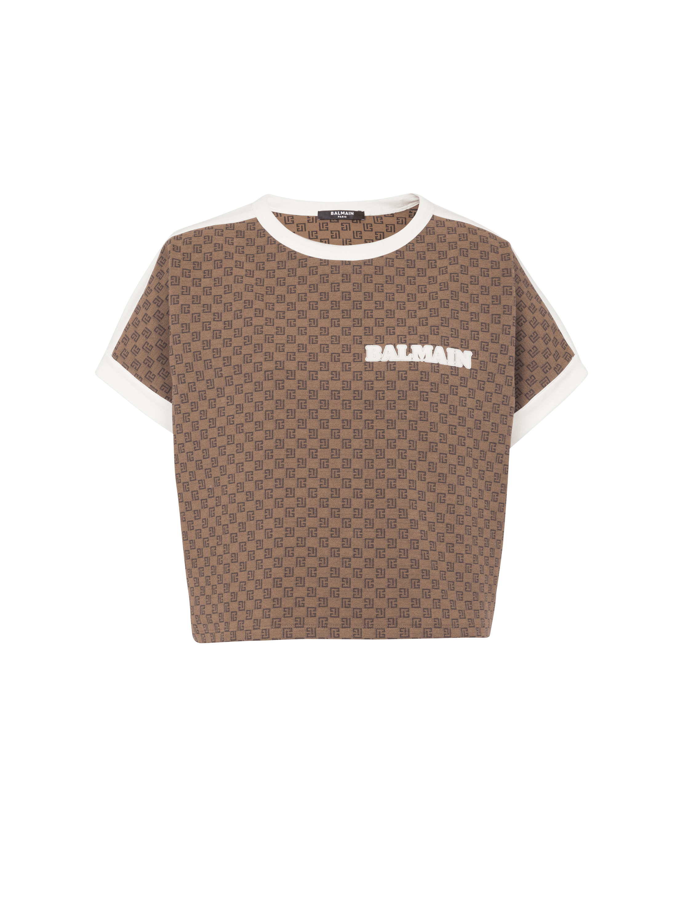 ミニ モノグラム ジャカードジャージ製 クロップドTシャツ