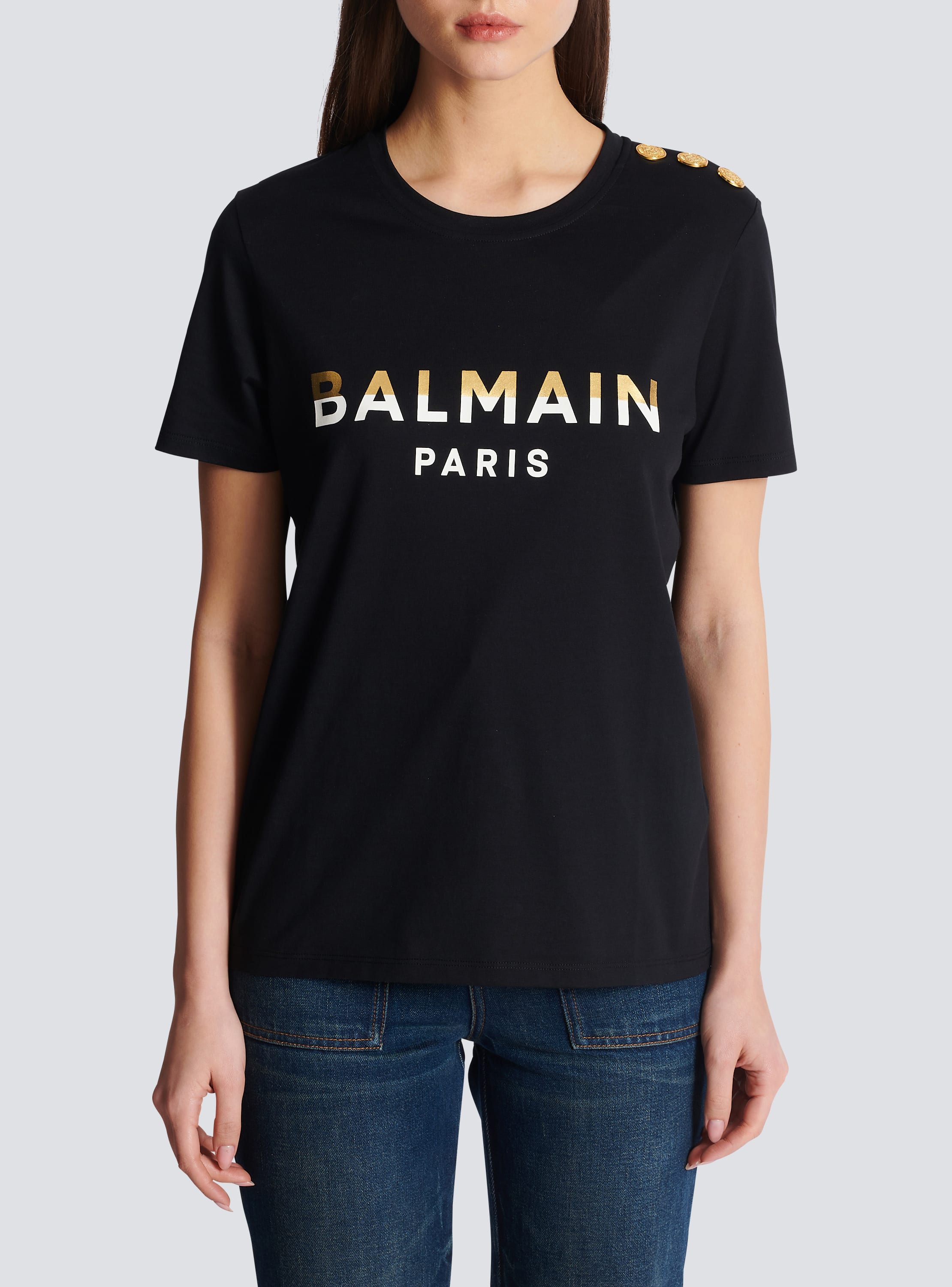 Balmain Paris ボタン付き Tシャツ