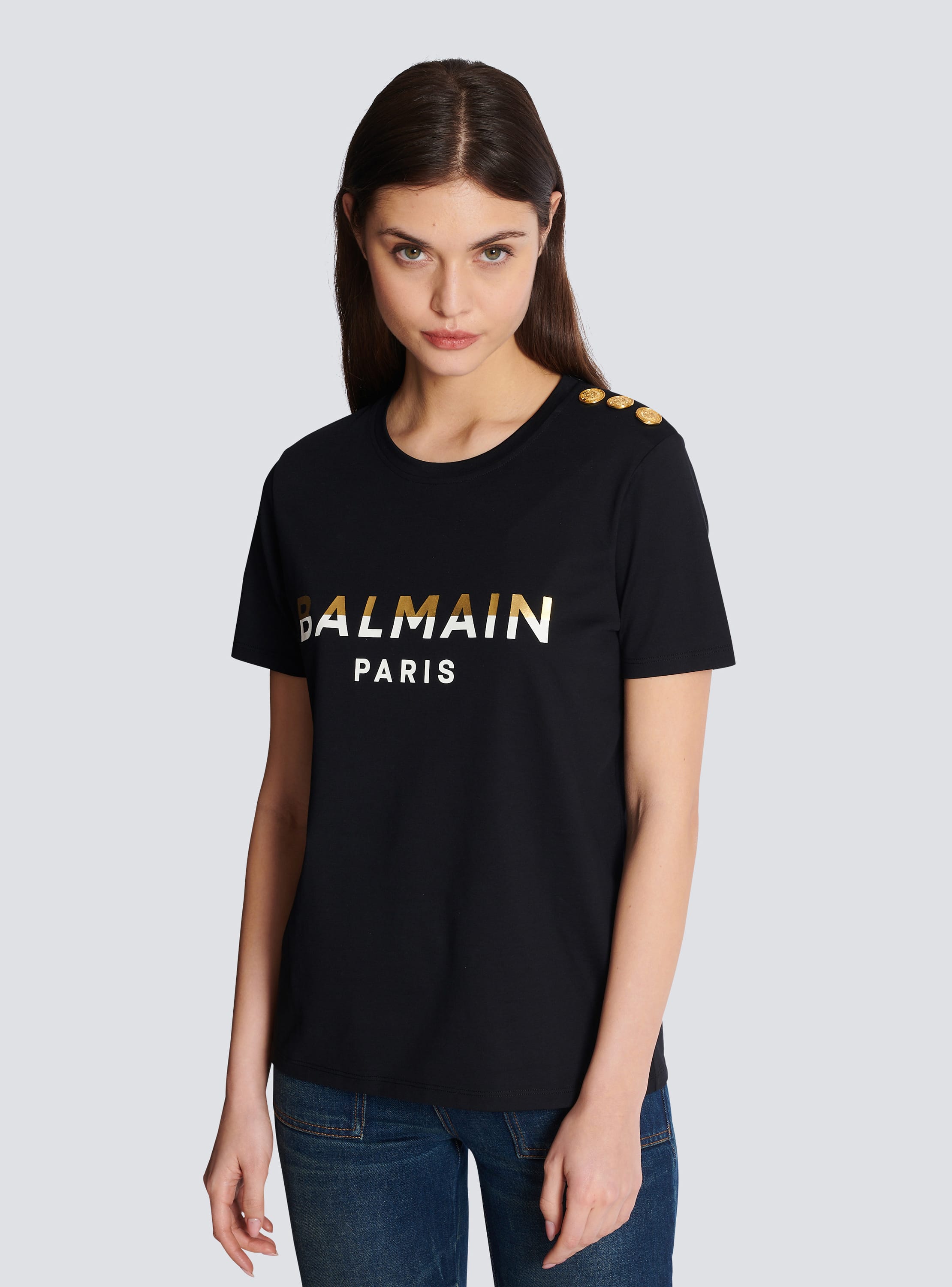 Balmain Paris ボタン付き Tシャツ