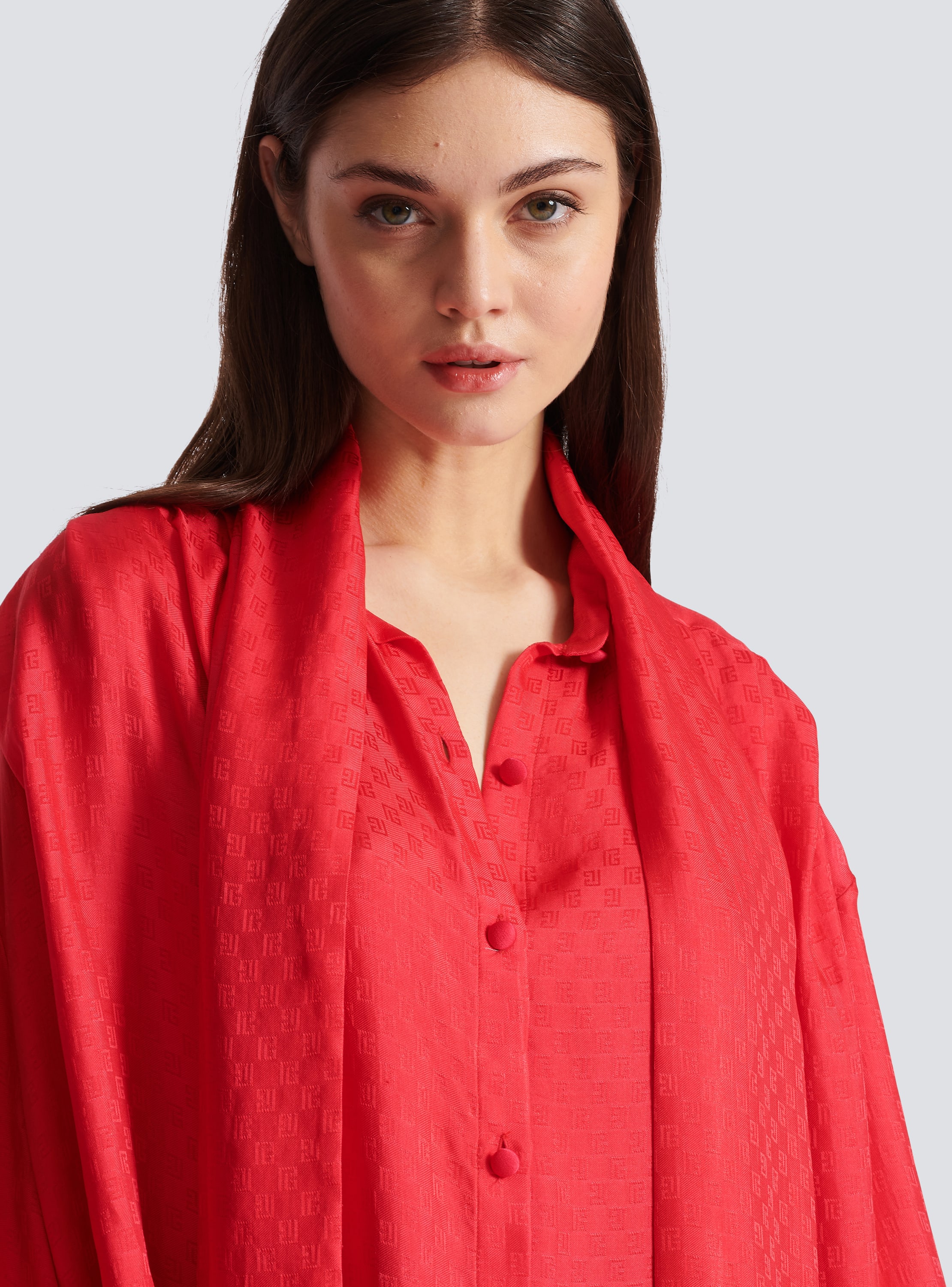 Pierre Balmain Cherry Red Silk Blouse Medium