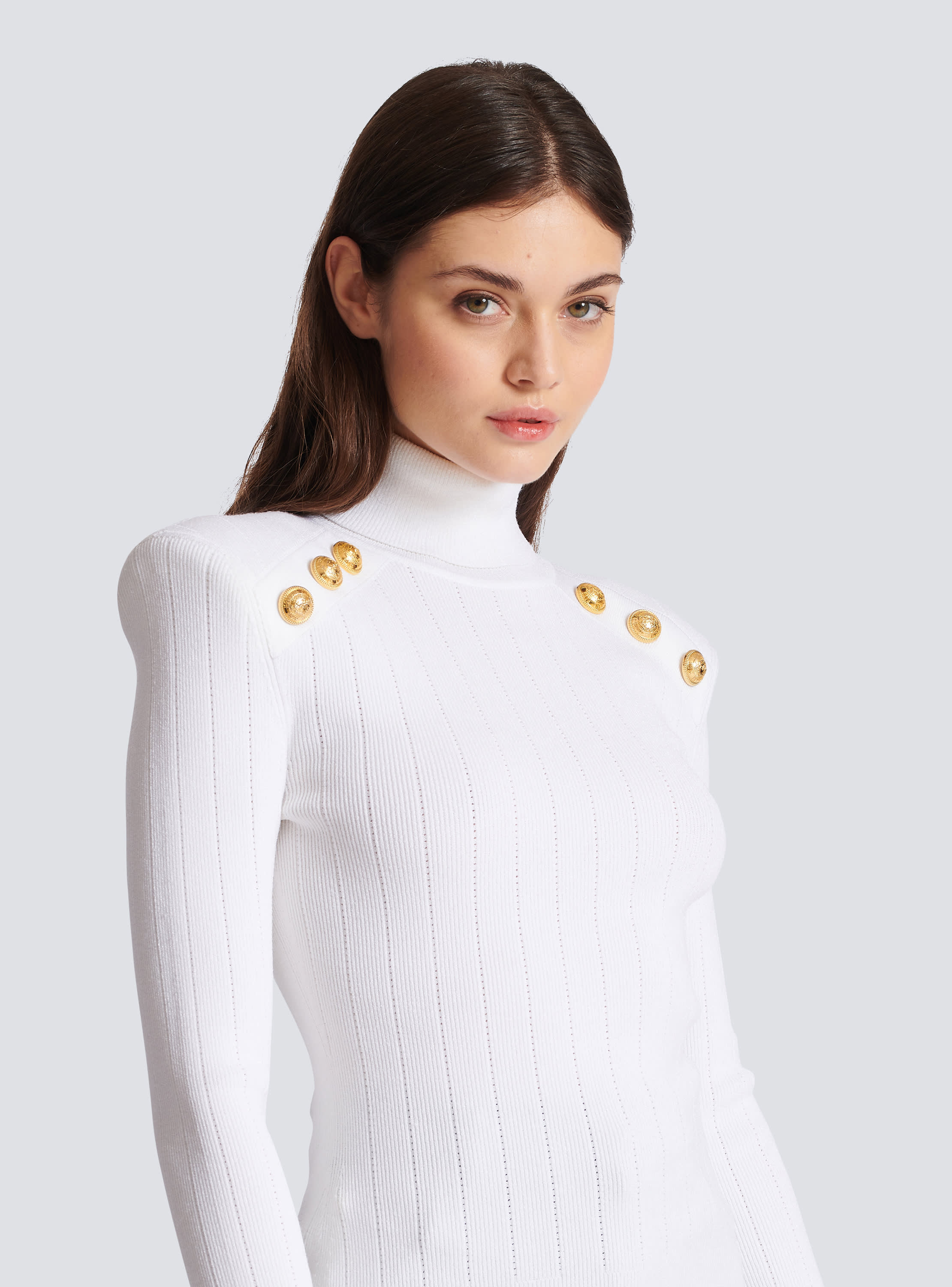 Knit jumper with gold buttons