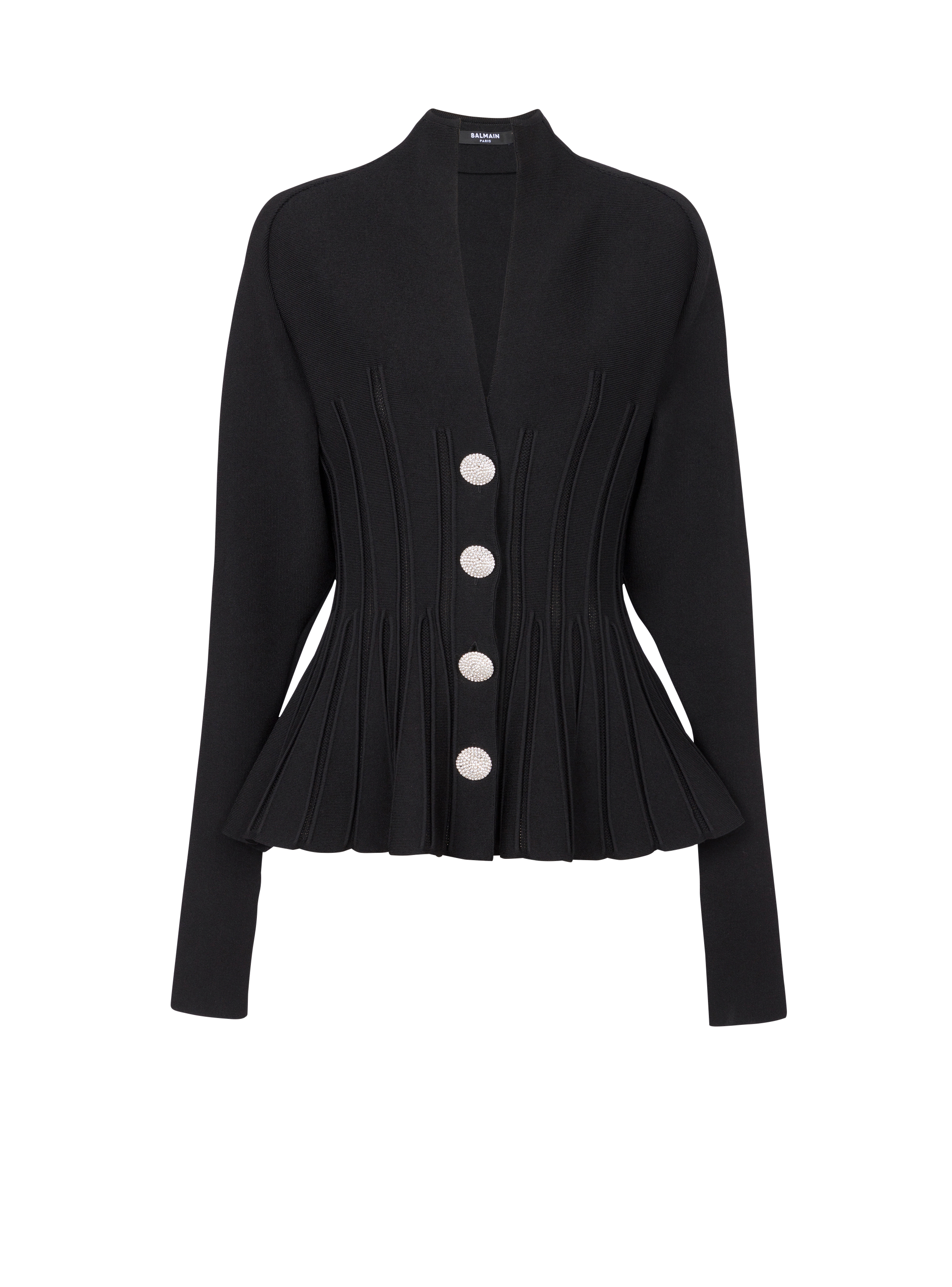 Ribbed knit peplum cardigan - Women | BALMAIN