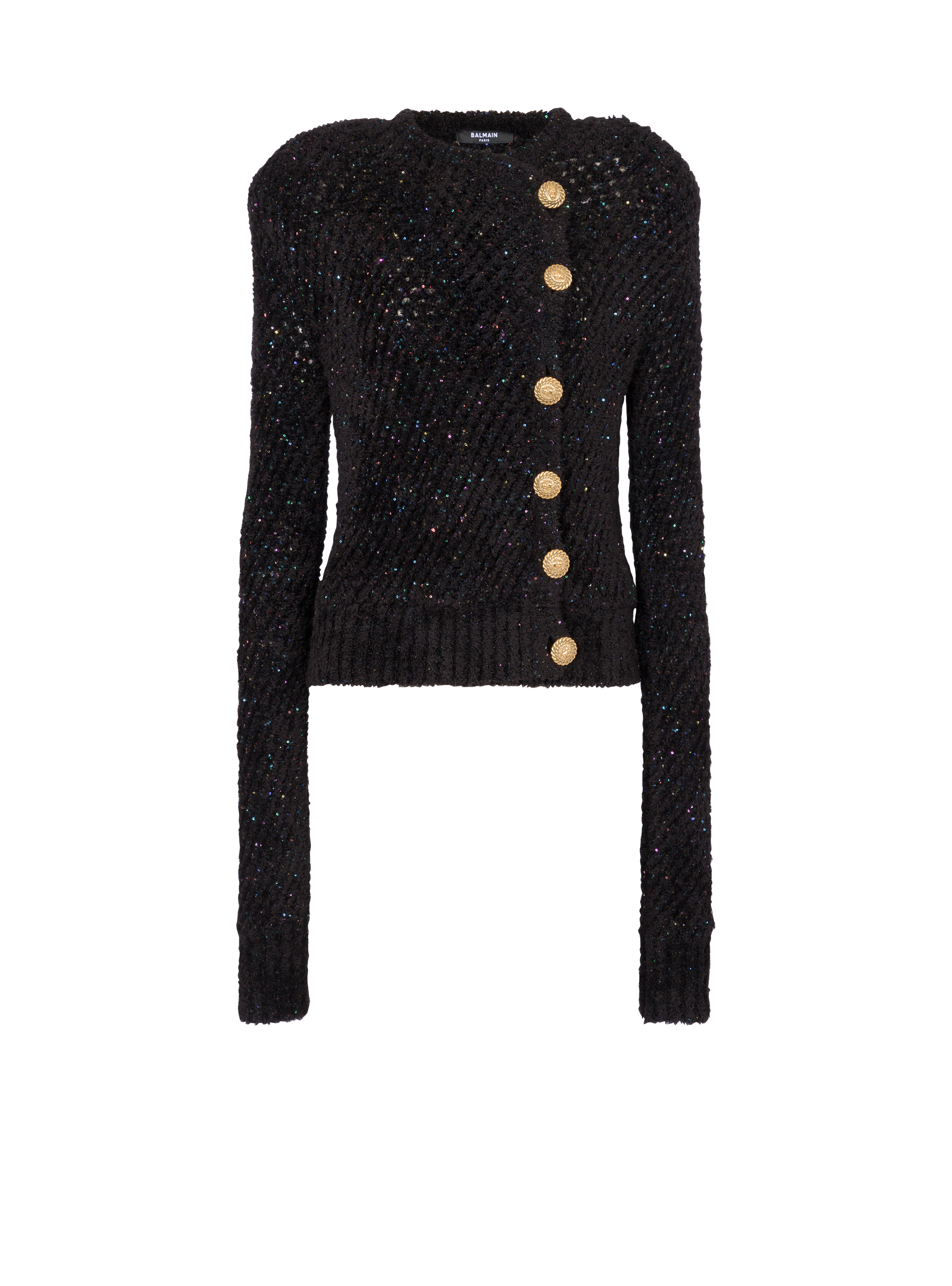 Double-breasted knit cardigan black | Women - BALMAIN