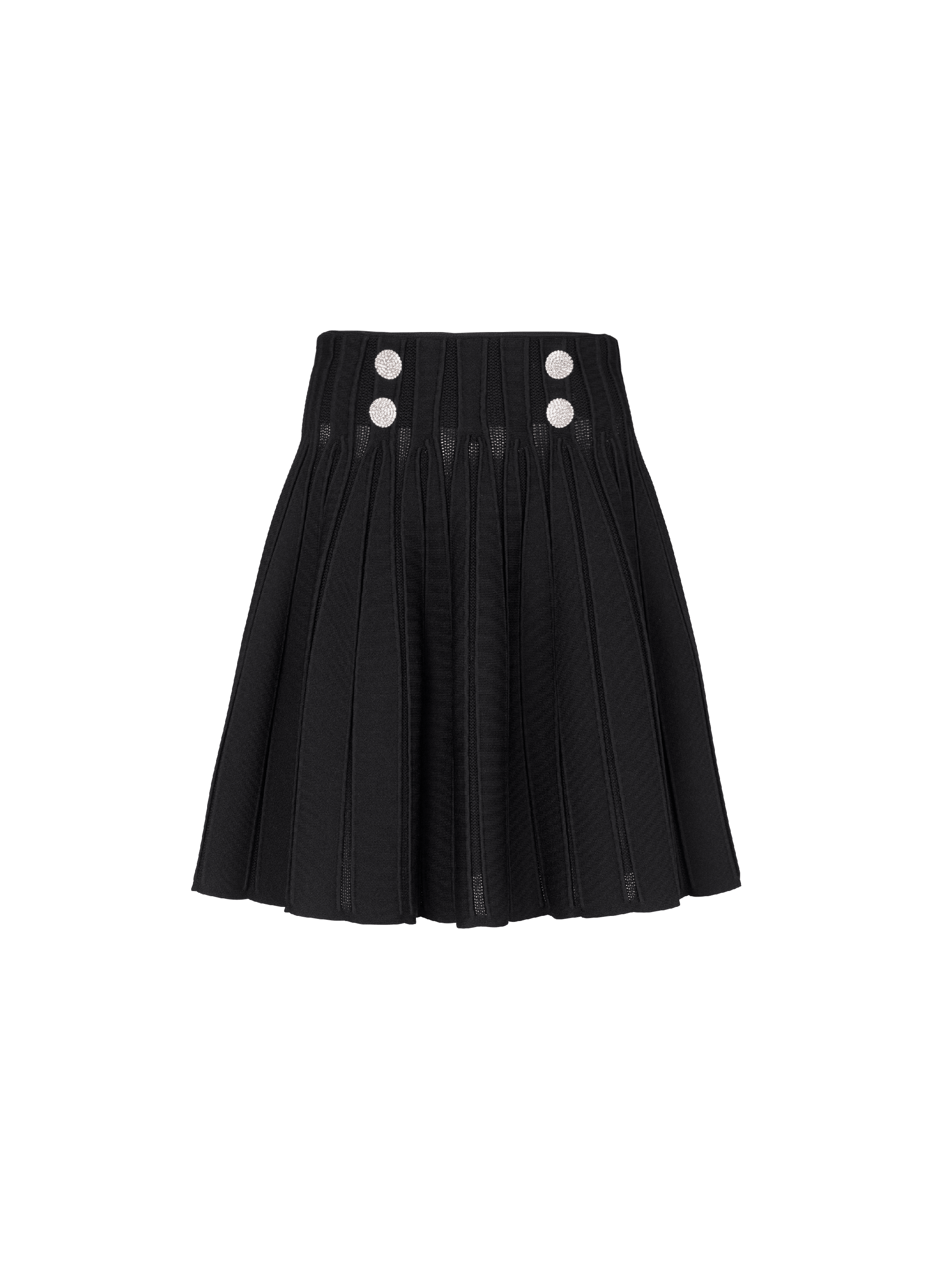 Ribbed knit skater skirt, black, hi-res