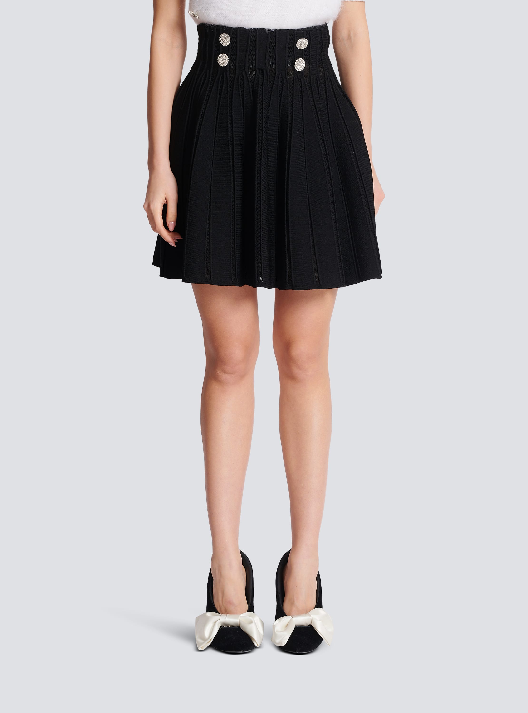 Balmain Black Pleated Miniskirt