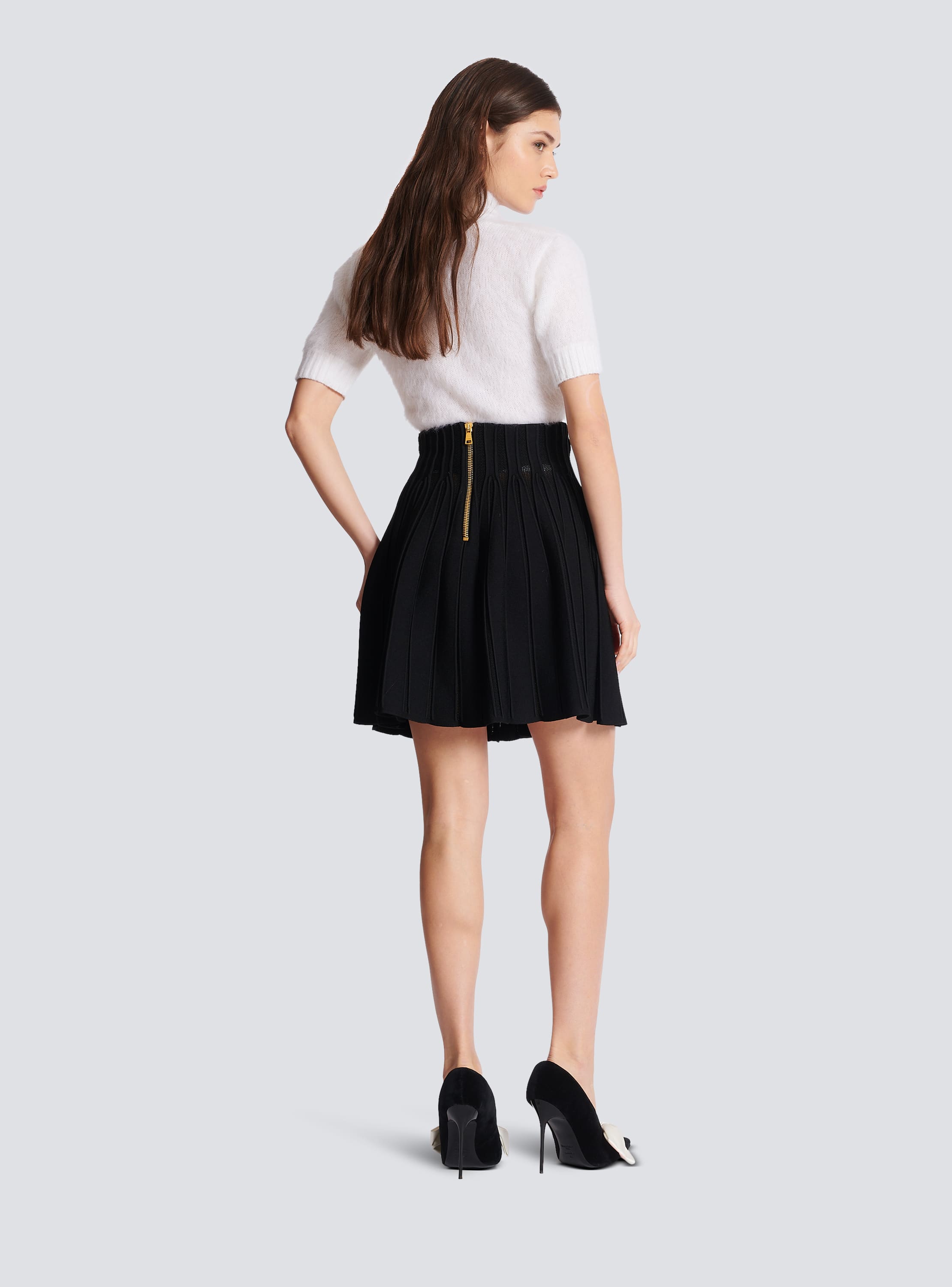 Ribbed knit skater skirt