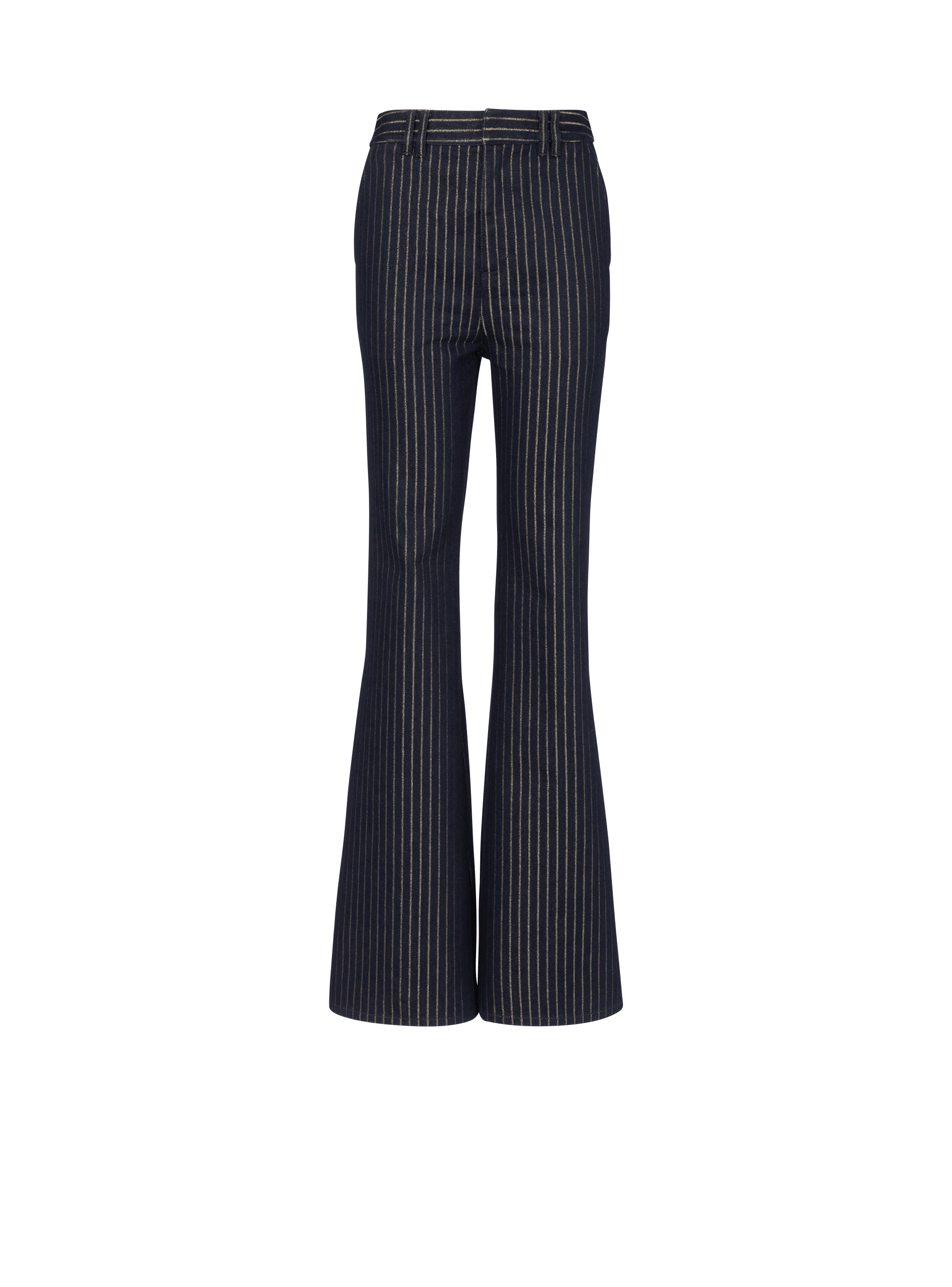 Jean flare à rayures lurex