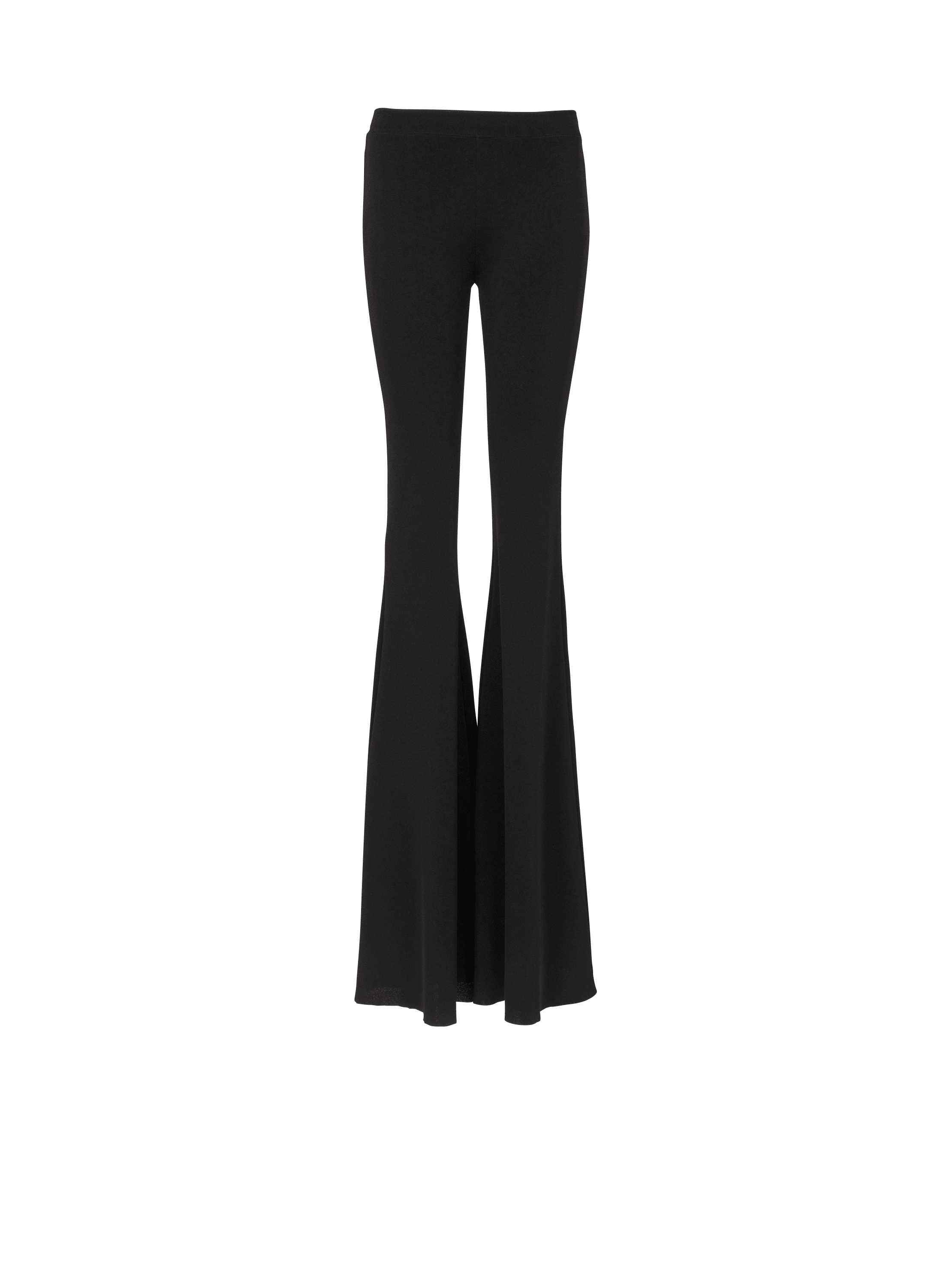 High Waisted Flared Trousers in Black Crepe Ready To Ship  Black school  trousers, High waisted flares, Flare trousers