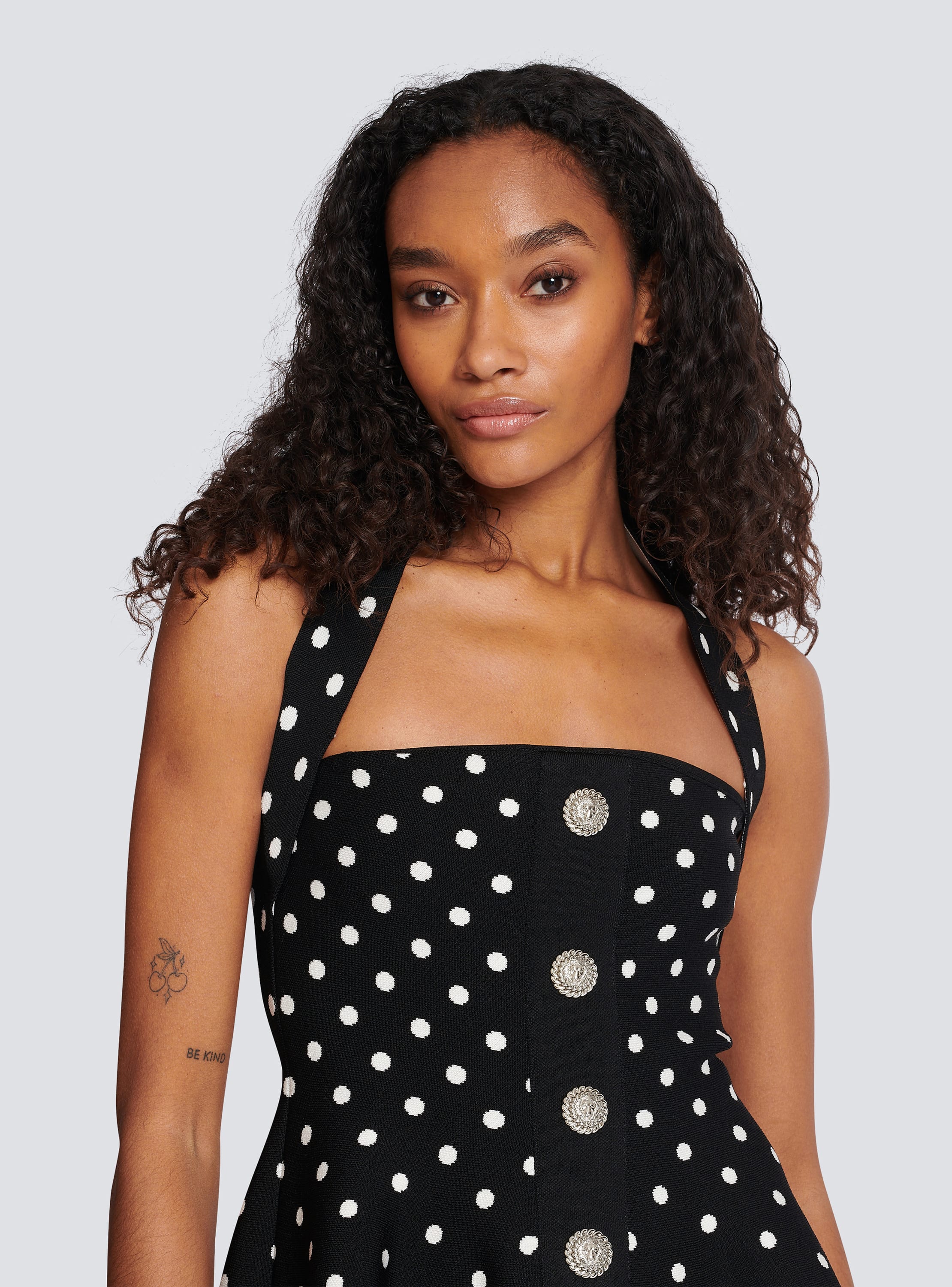 Polka dot halter neck dress sale