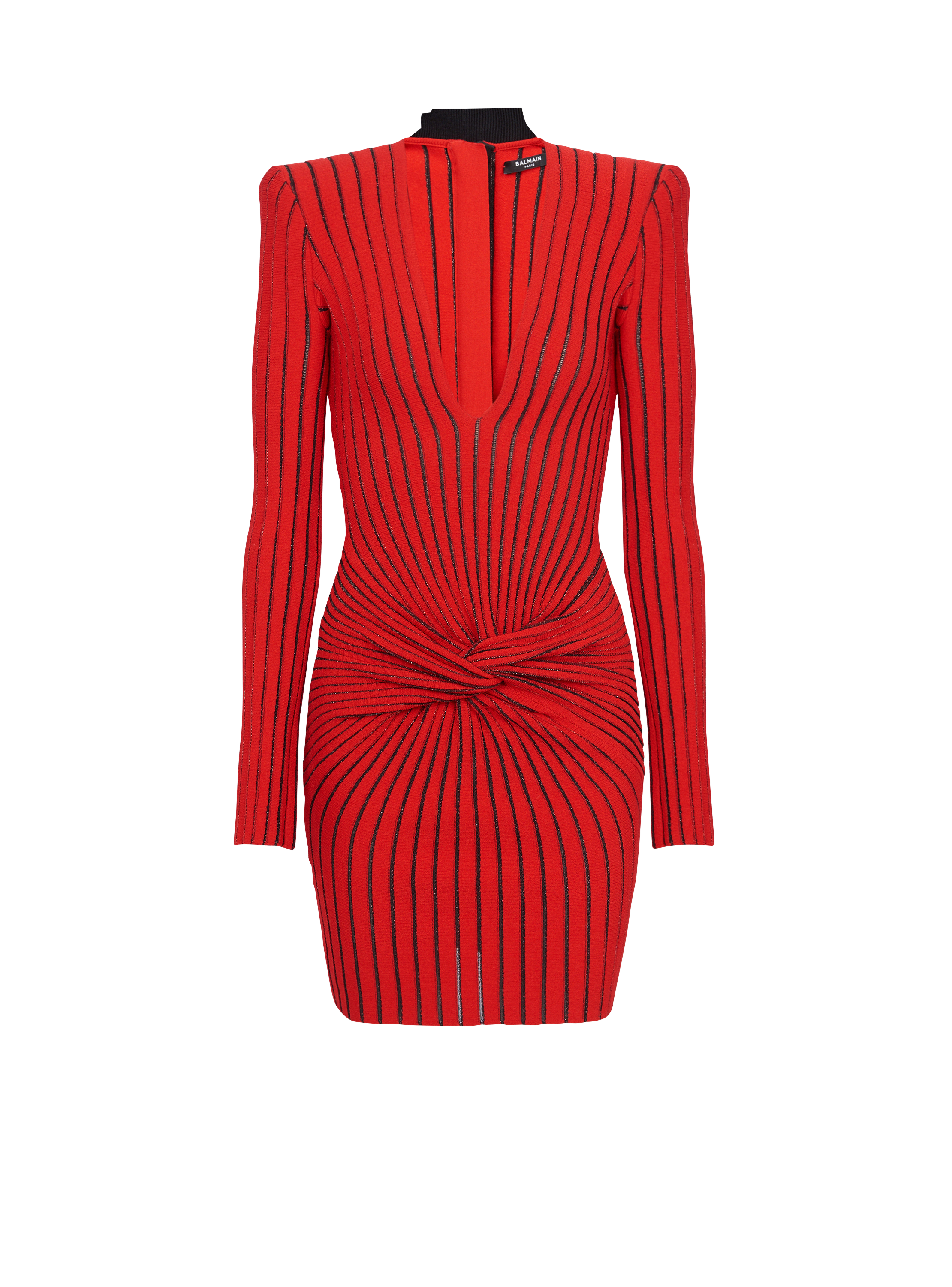 Draped knit dress, red, hi-res