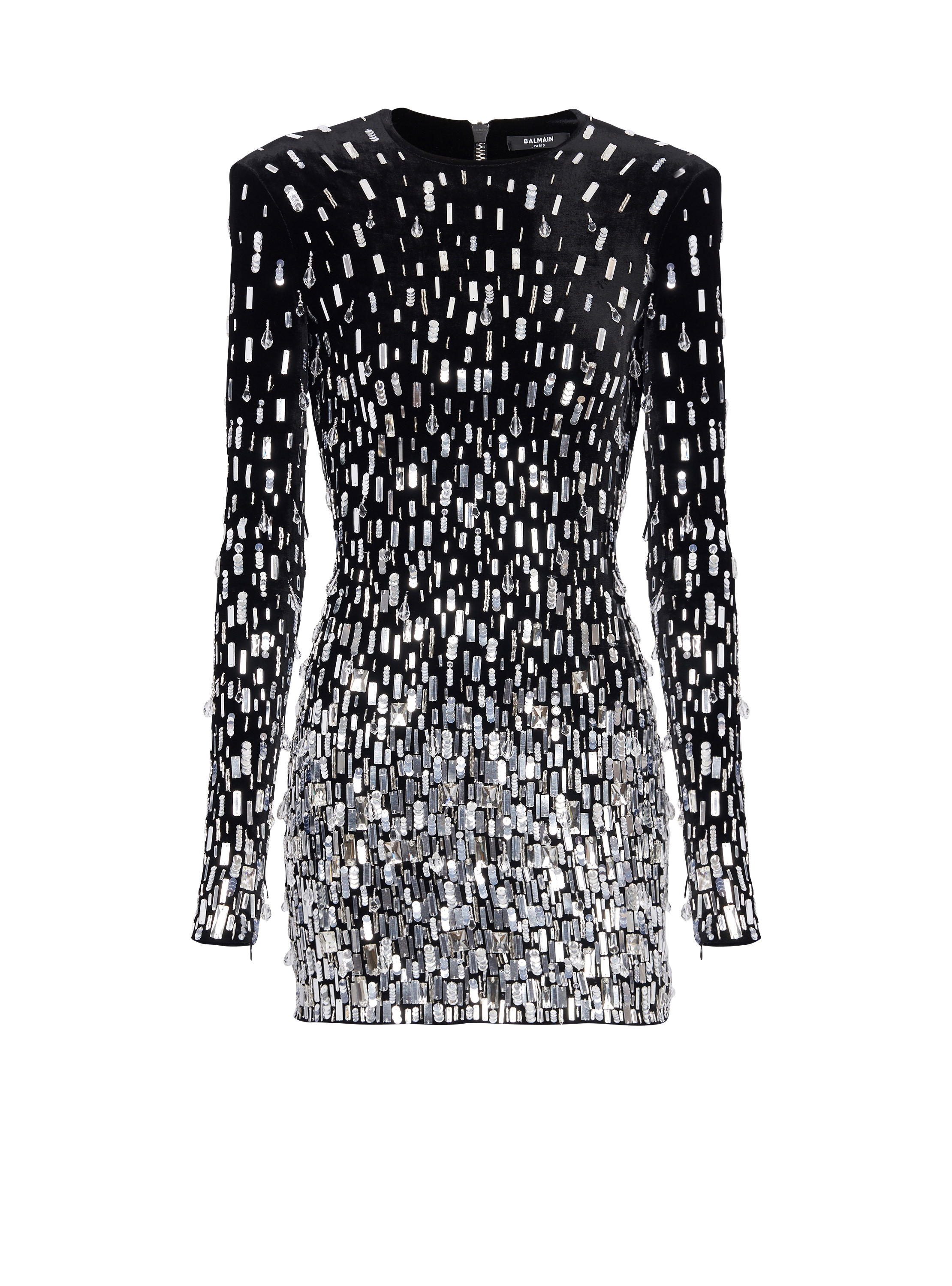 Short sequin dress silver Women BALMAIN