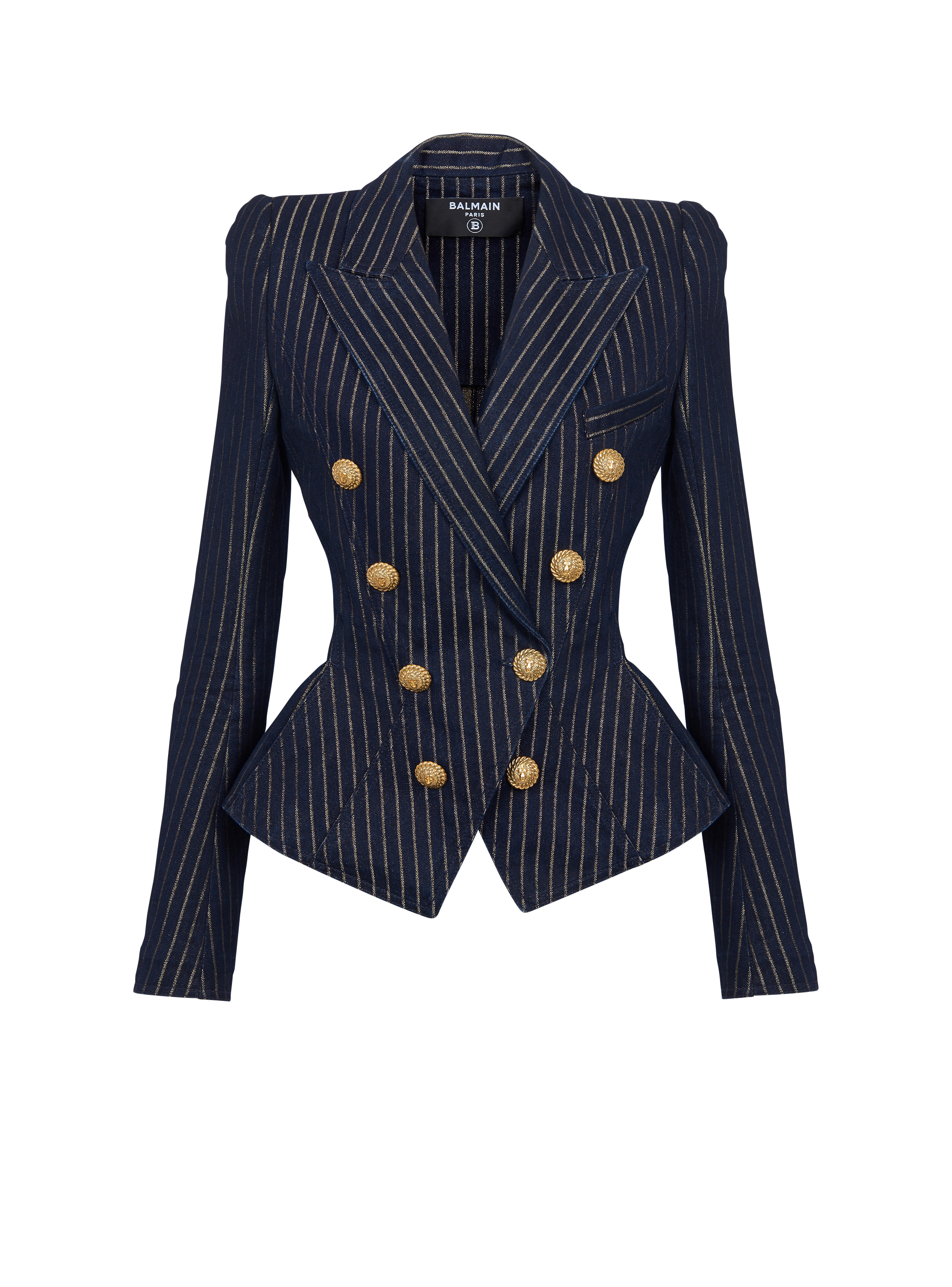 Denim jacket with lurex stripes