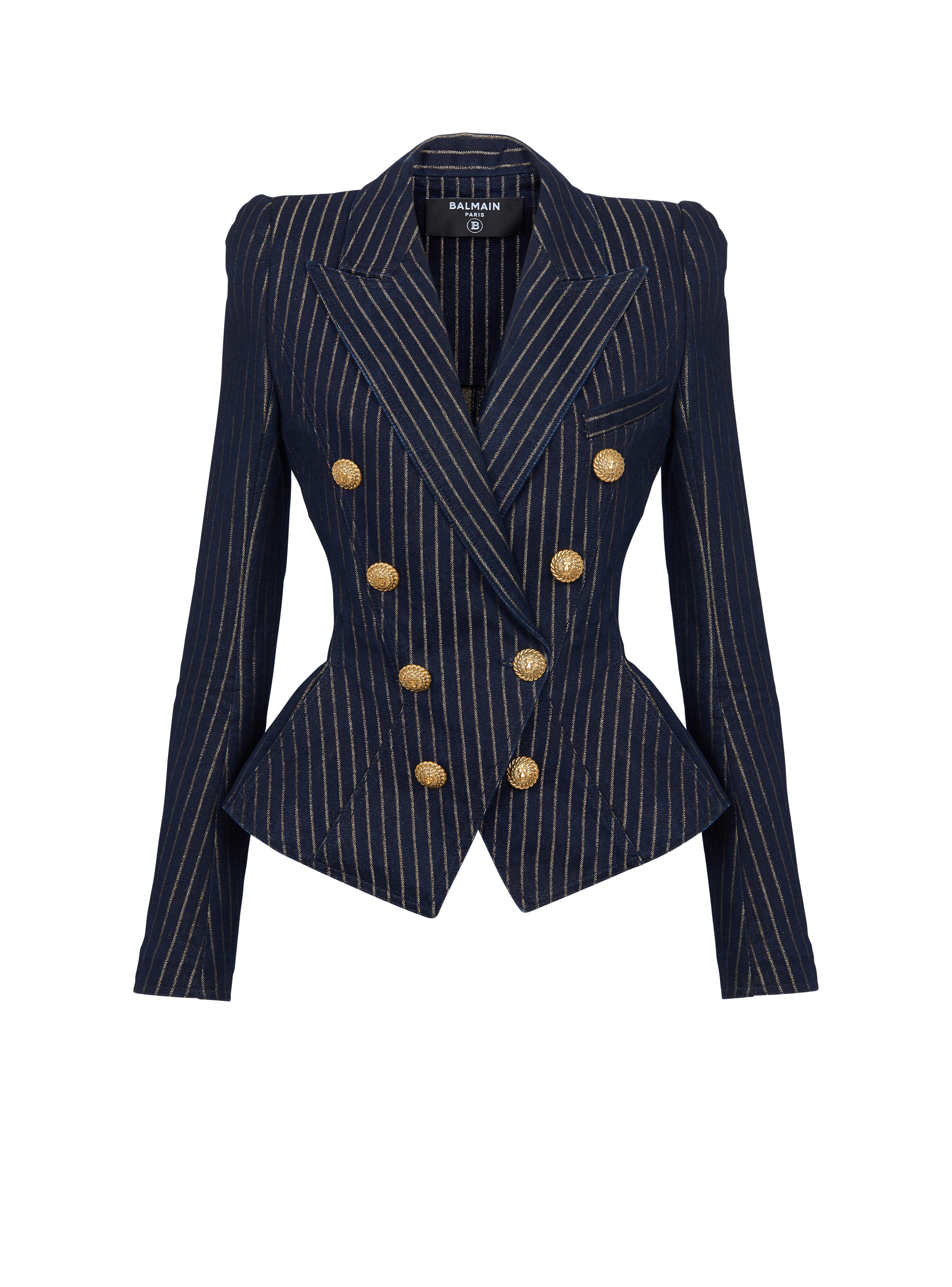 Denim balmain sale blazer