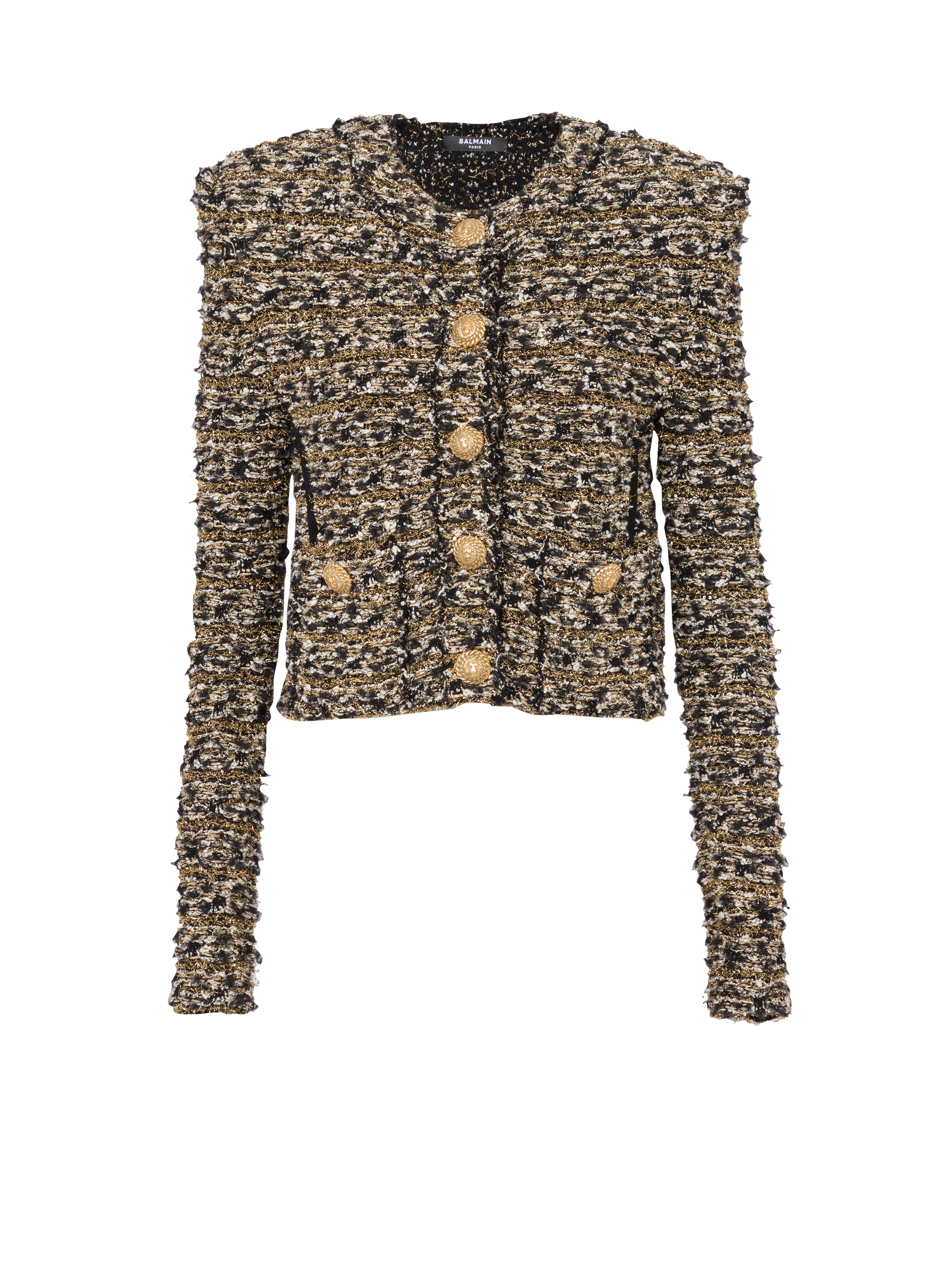 Cropped lurex tweed jacket