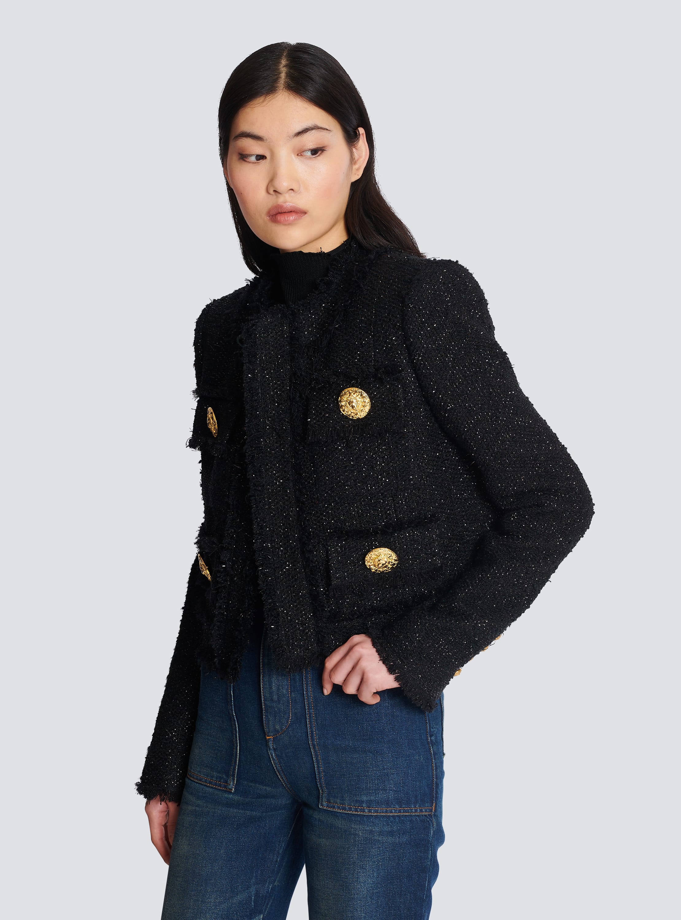 Lurex Tweed Cropped Bomber Jacket - Women - Ready-to-Wear