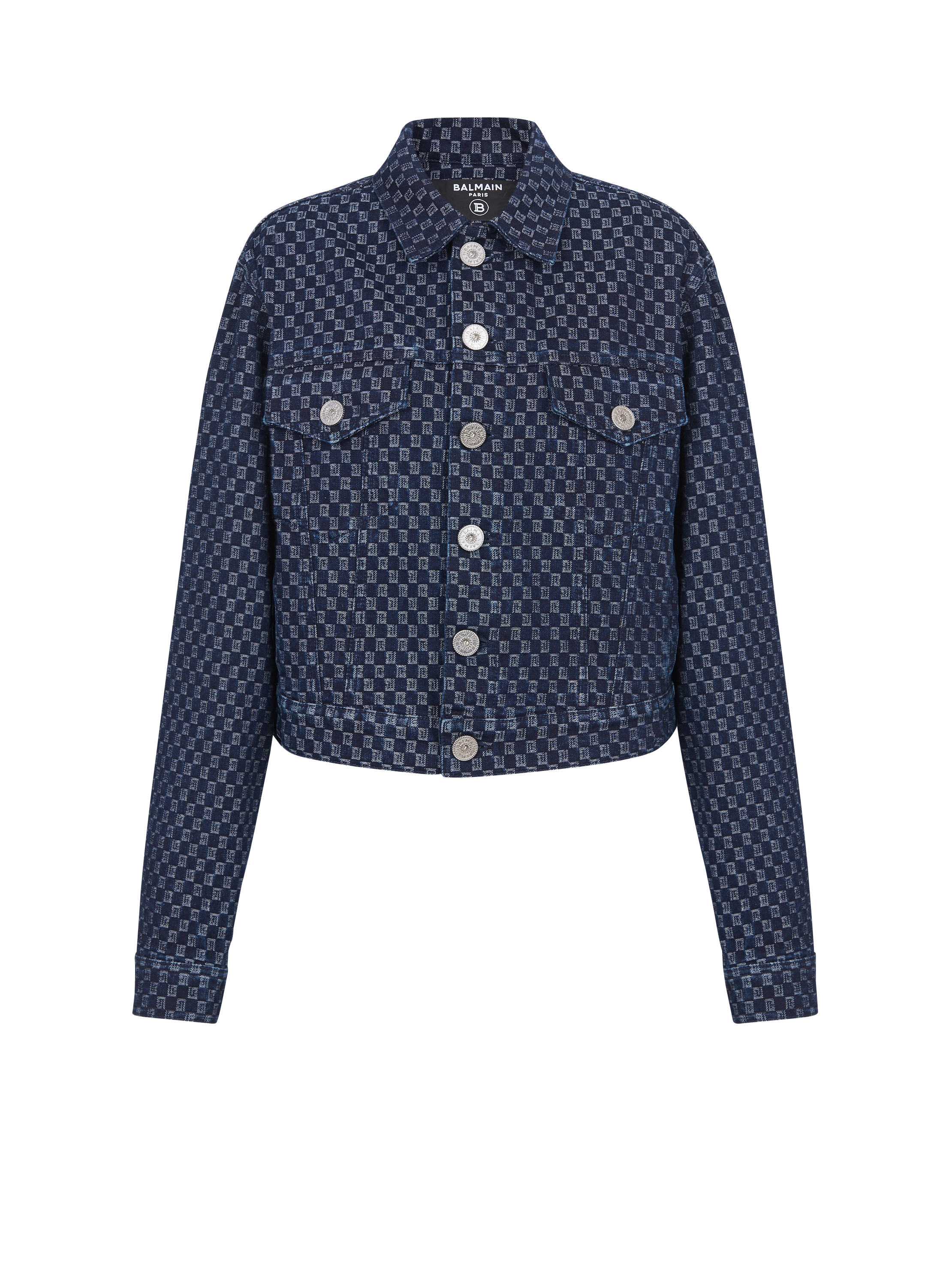 Giubbotto in denim jacquard mini monogramma