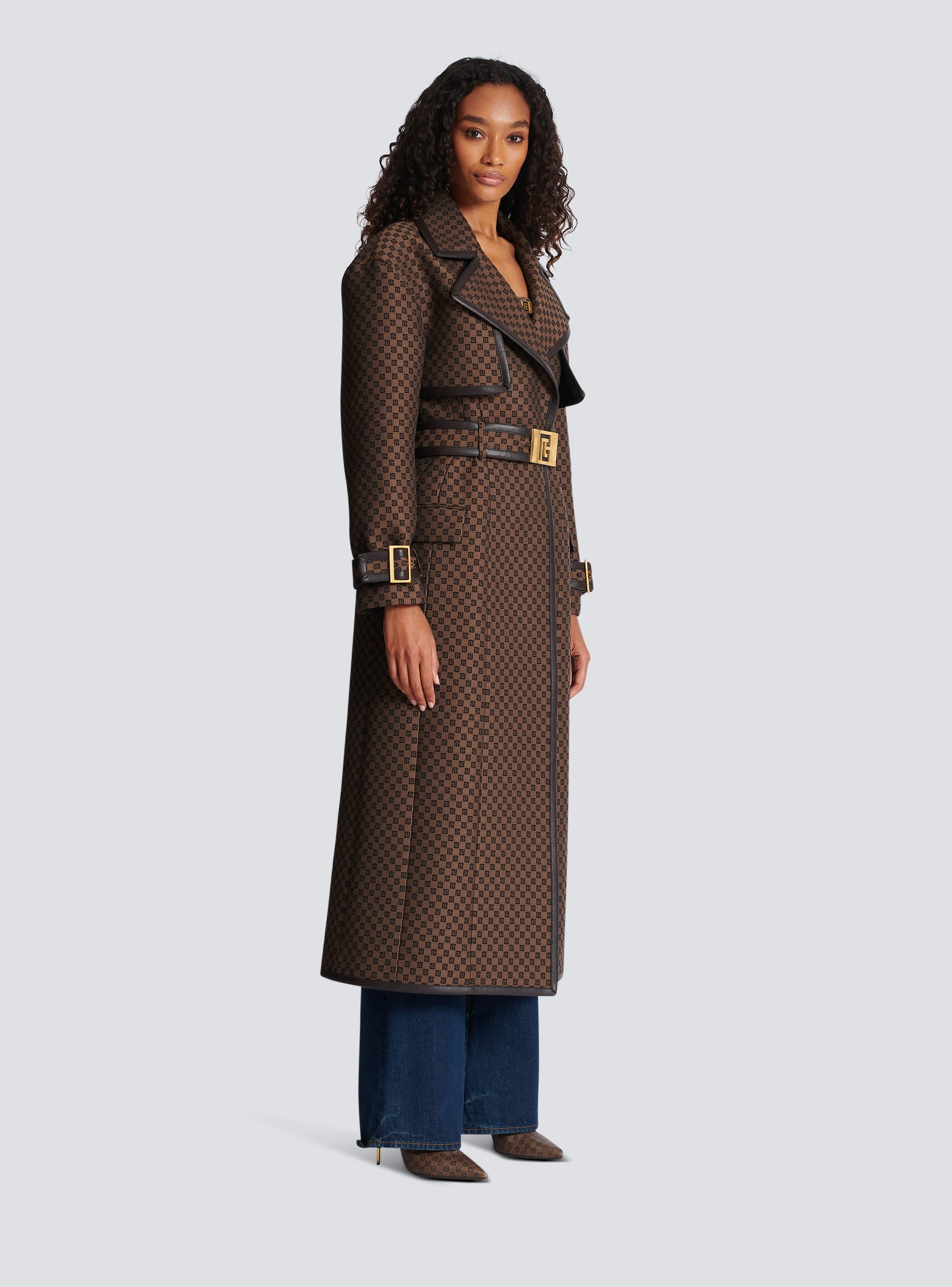 BALMAIN, Monogram Jacquard Trench Coat, Women