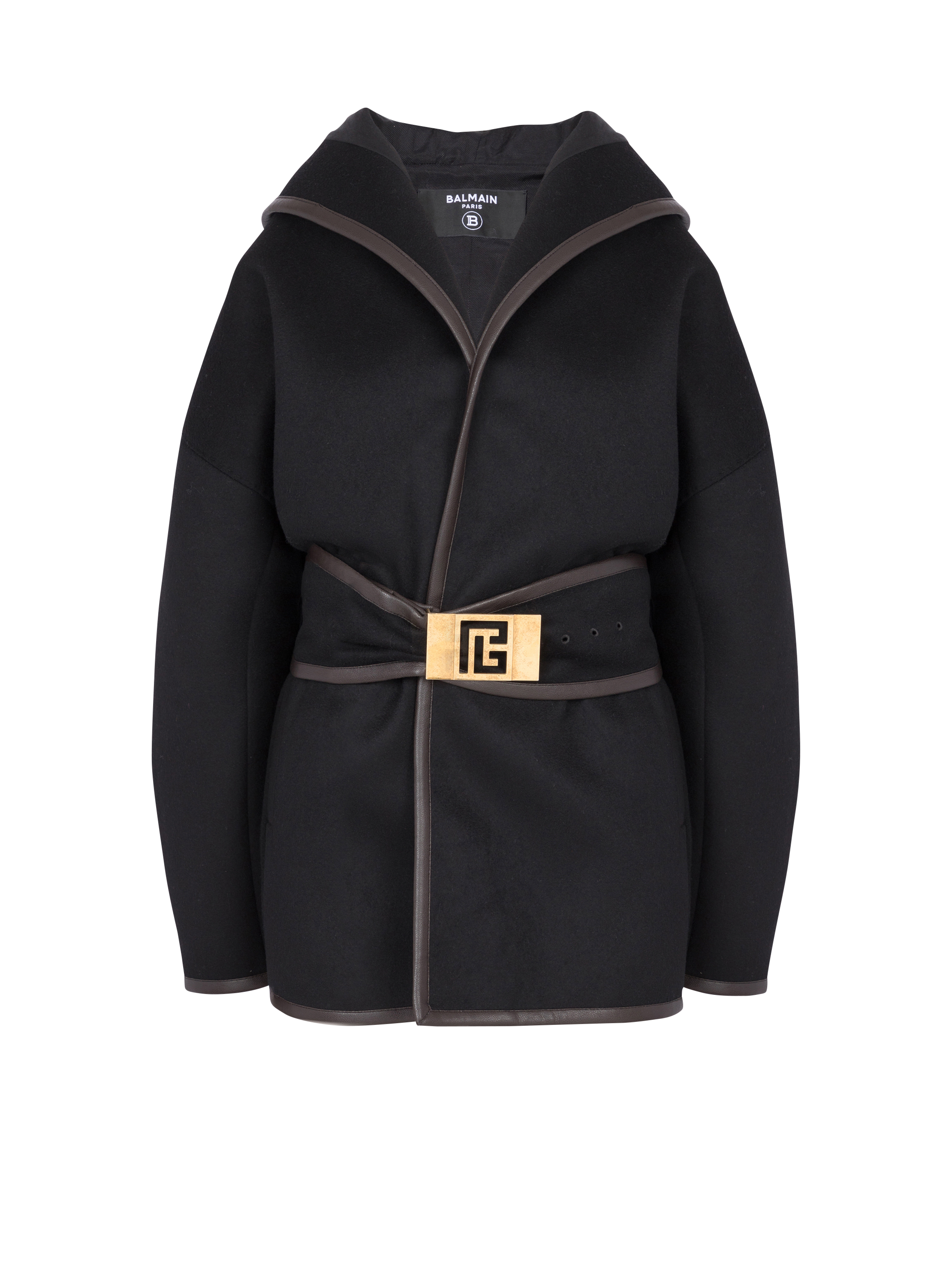 Belted wool coat clearance black