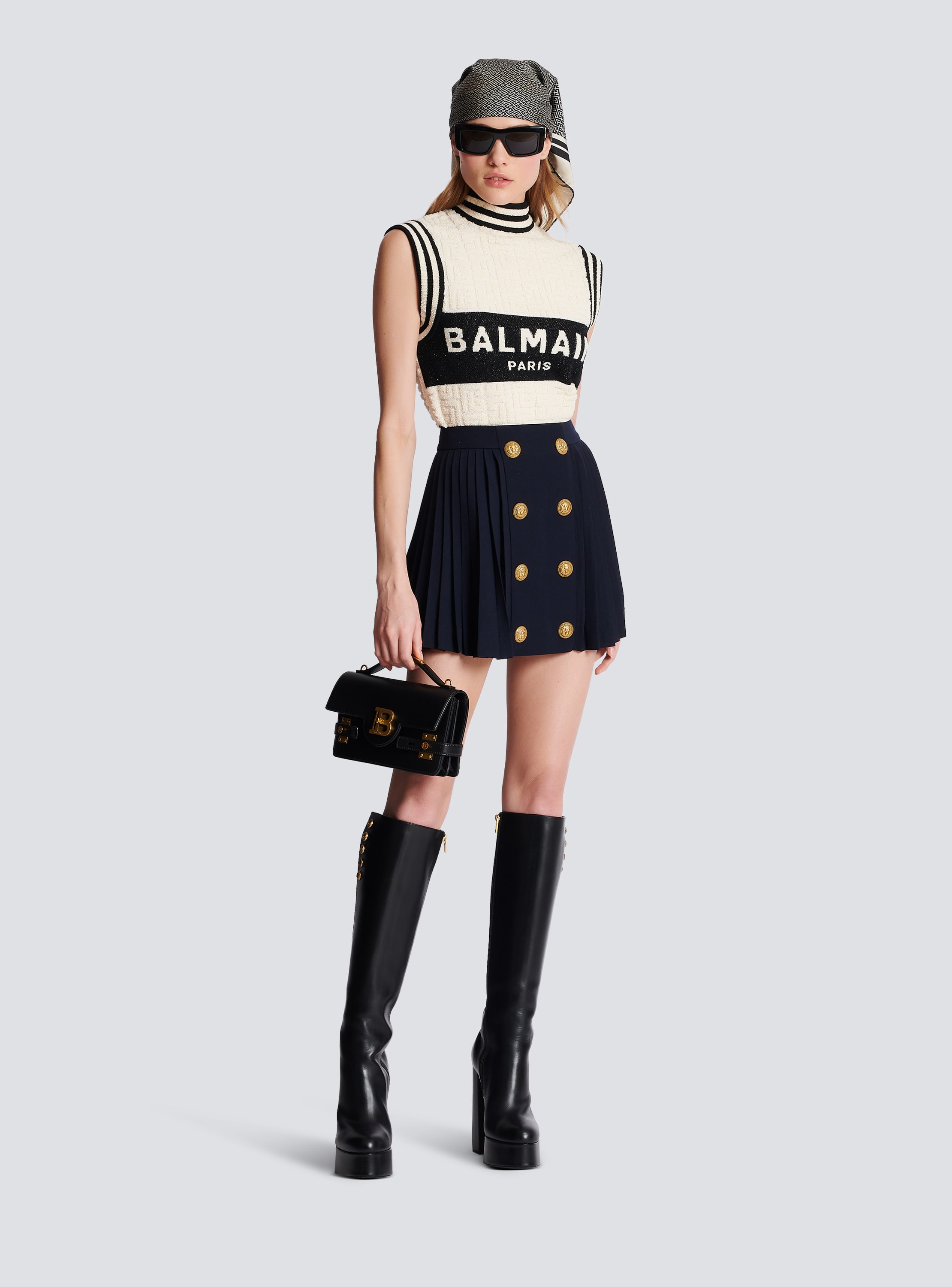 Balmain モノグラム ブークレットニットトップス