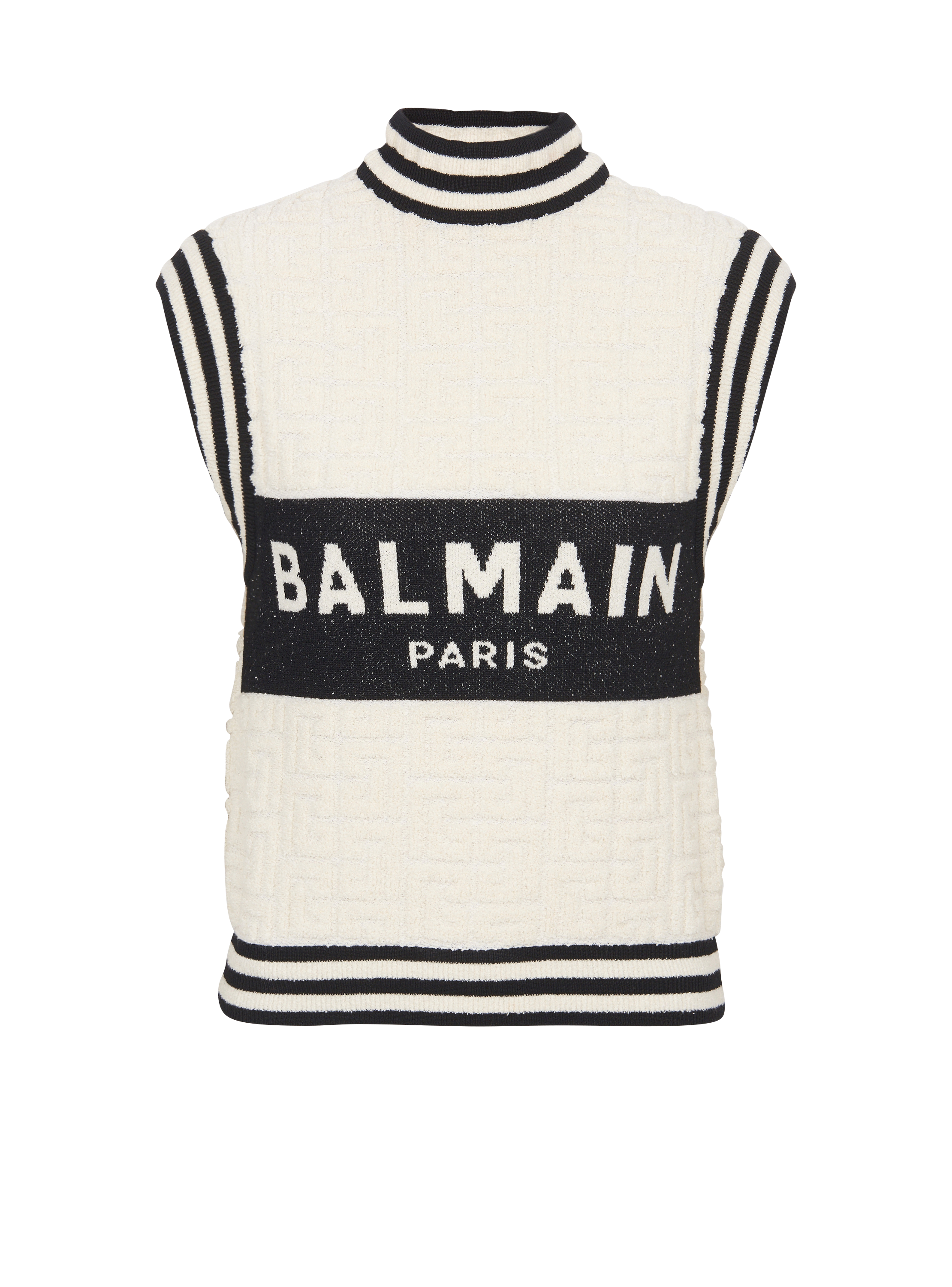 Balmain monogrammed bouclette knit top white - Women | BALMAIN