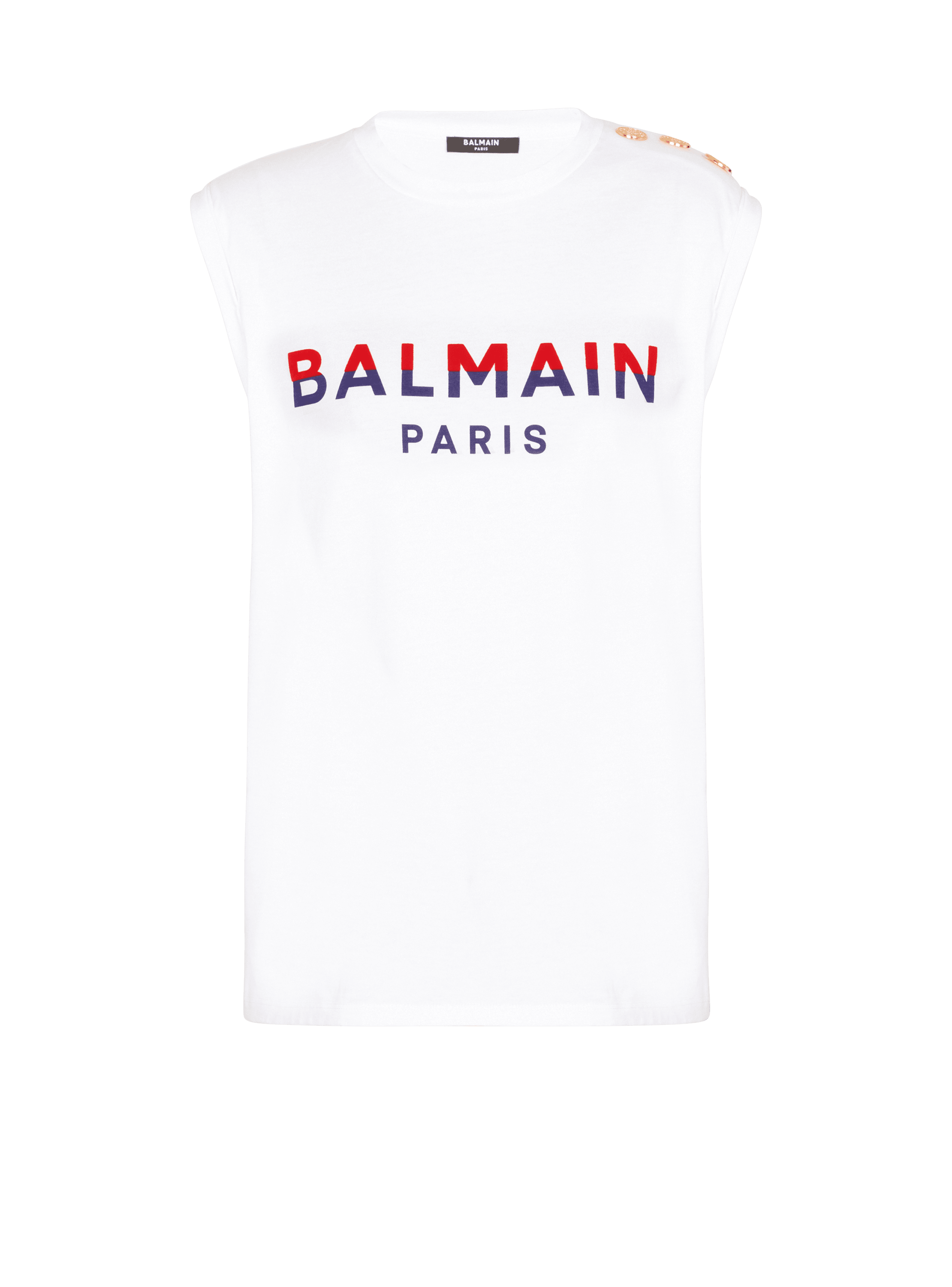Flocked Balmain Paris T-Shirt , white, hi-res